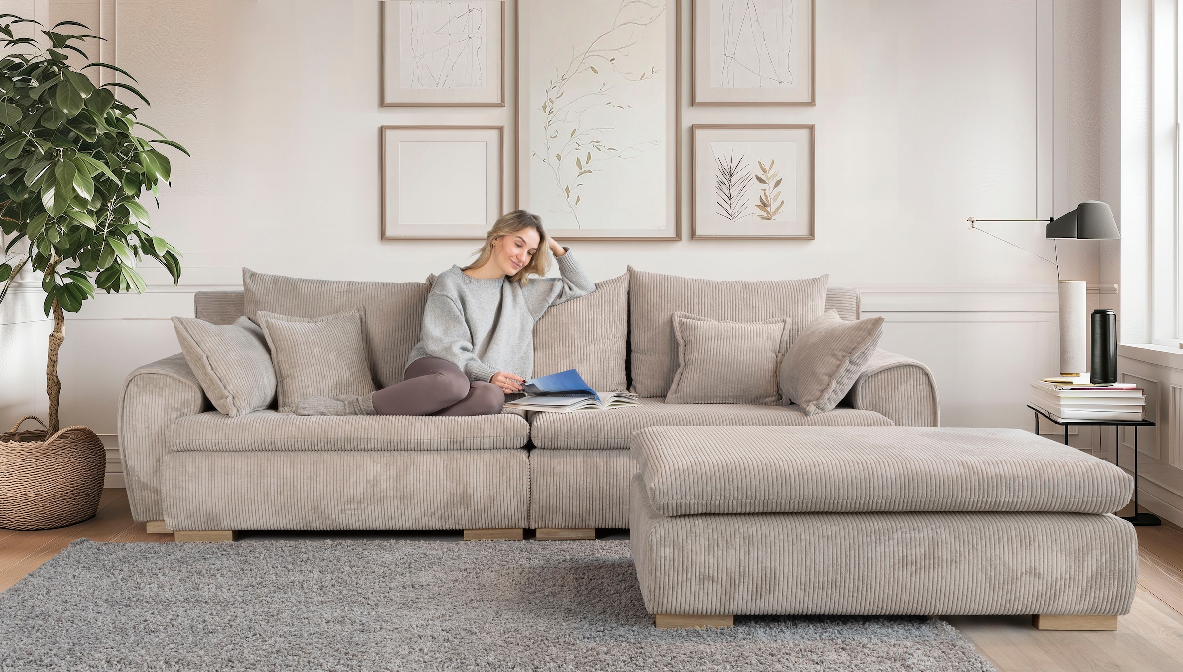Home affaire Big-Sofa »Katja, B: 275 cm«, Mega-Sofa mit 4 Zierkissen