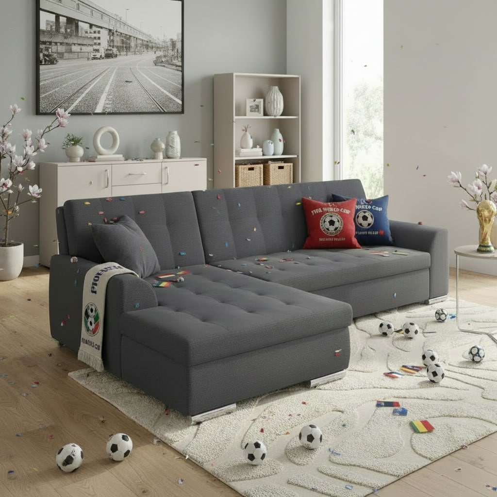DOMO collection Ecksofa »Treviso viele Bezüge, auch in Cord, L-Form, B/T/H: 267/80/83 cm« wahlw. mit Bettfunktion, inkl. Zierkissen, Unser Dauertiefpreis