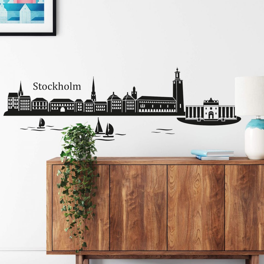 Wall-Art Wandtattoo »XXL Stadt Skyline Stockholm 80cm«, (1 St.)