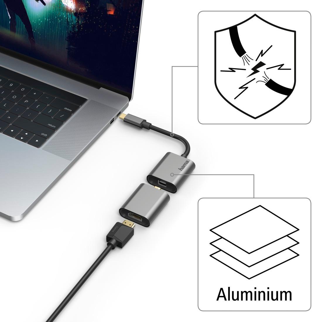 Hama Computer-Adapter »USB-C Multiport Adapter Set 6 in1, USB-C, Mini DisplayPort, HDMI, VGA«, USB-C-Mini DisplayPort zu HDMI-VGA-Mini DisplayPort