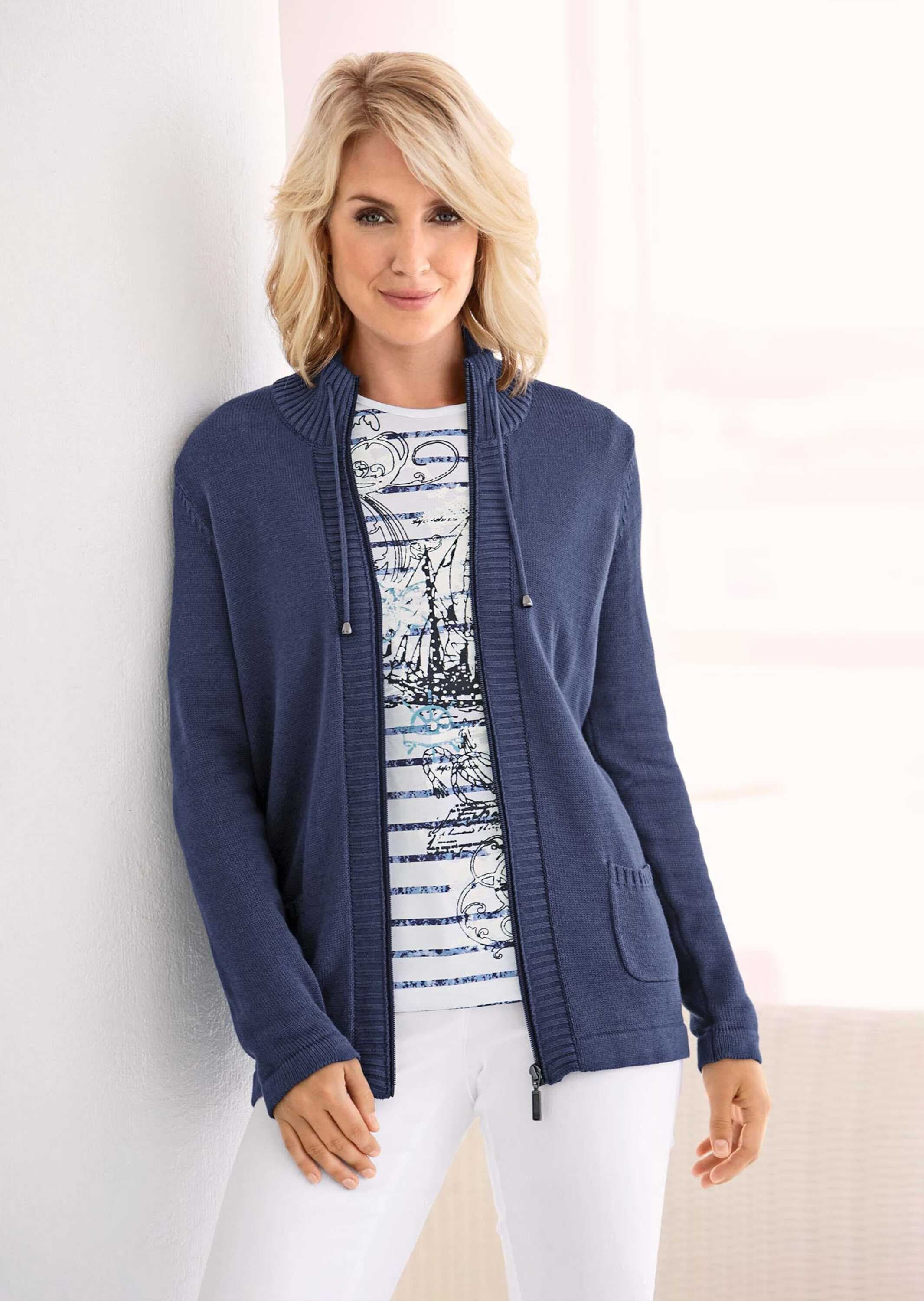 GOLDNER Strickjacke »Sportliche Strickjacke« Aufwendig in Form gestrickt für perfekte Passform