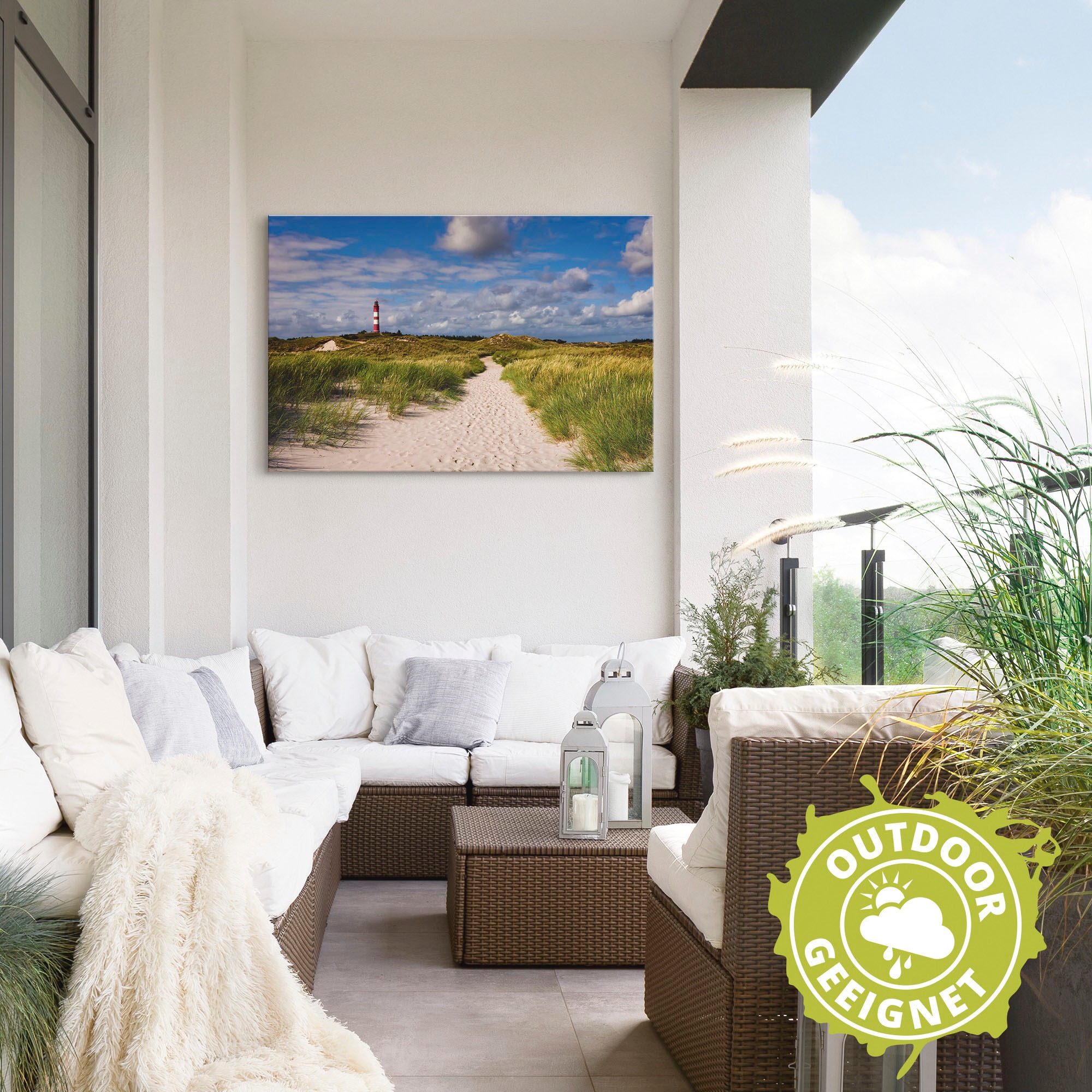 Artland Wandbild »Strandweg zum Leuchtturm - Insel Amrum«, Küste, (1 St.), als Alubild, Outdoorbild, Leinwandbild, Poster in verschied. Größen