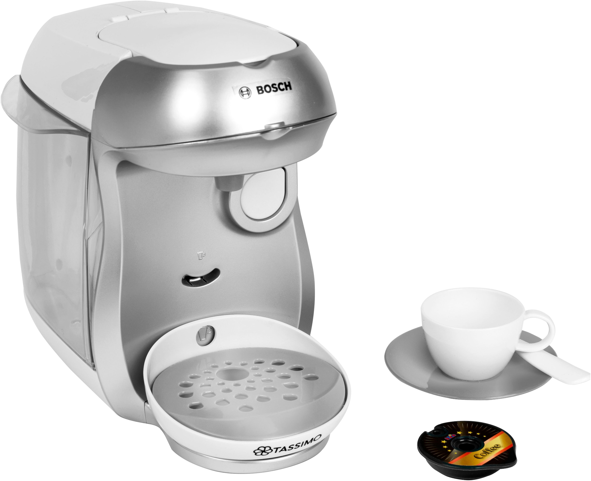 Klein Kinder-Kaffeemaschine »Bosch - Espressomaschine "Tassimo Happy"« mit Sound in silberfarben, Größe 0