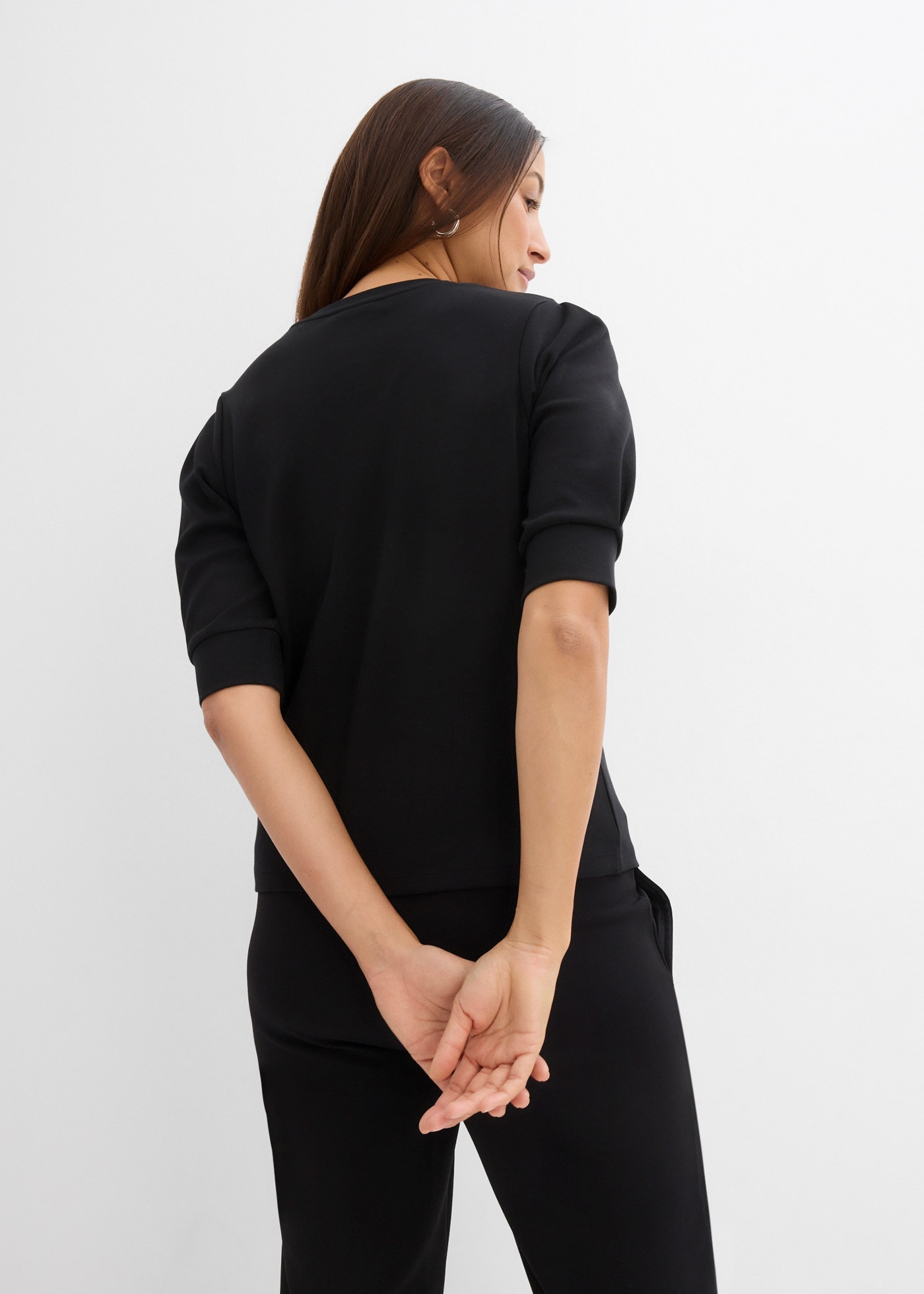 bonprix T-Shirt Oversize-Passform, dezente Puffärmel, Halbarm, aus reiner Baumwolle