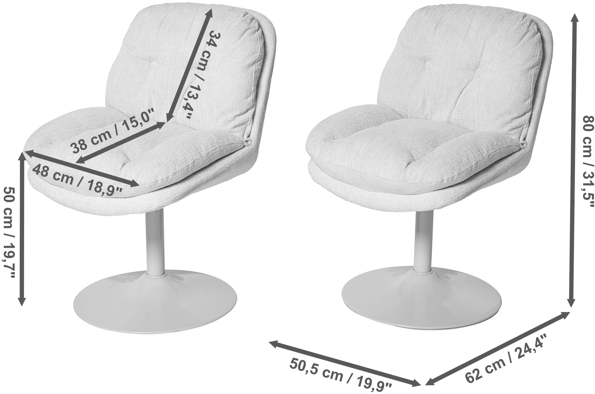 Jahnke Schalenstuhl »KISS TWIST DUO« () 2er Set, drehbar, gepolstert, Metallgestell, B:50,5xT:62xH:80 cm