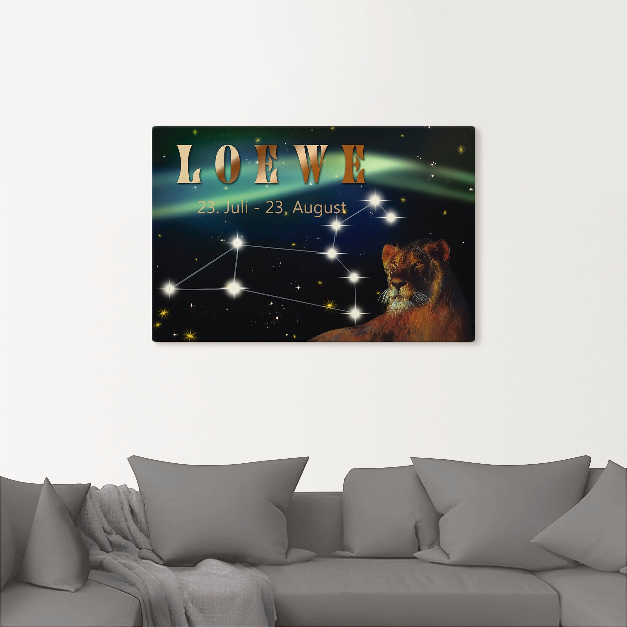 Artland Wandbild »Sternzeichen - Löwe«, Bilder von Sternzeichen, (1 St.), als Leinwandbild, Poster, Wandaufkleber in verschied. Größen