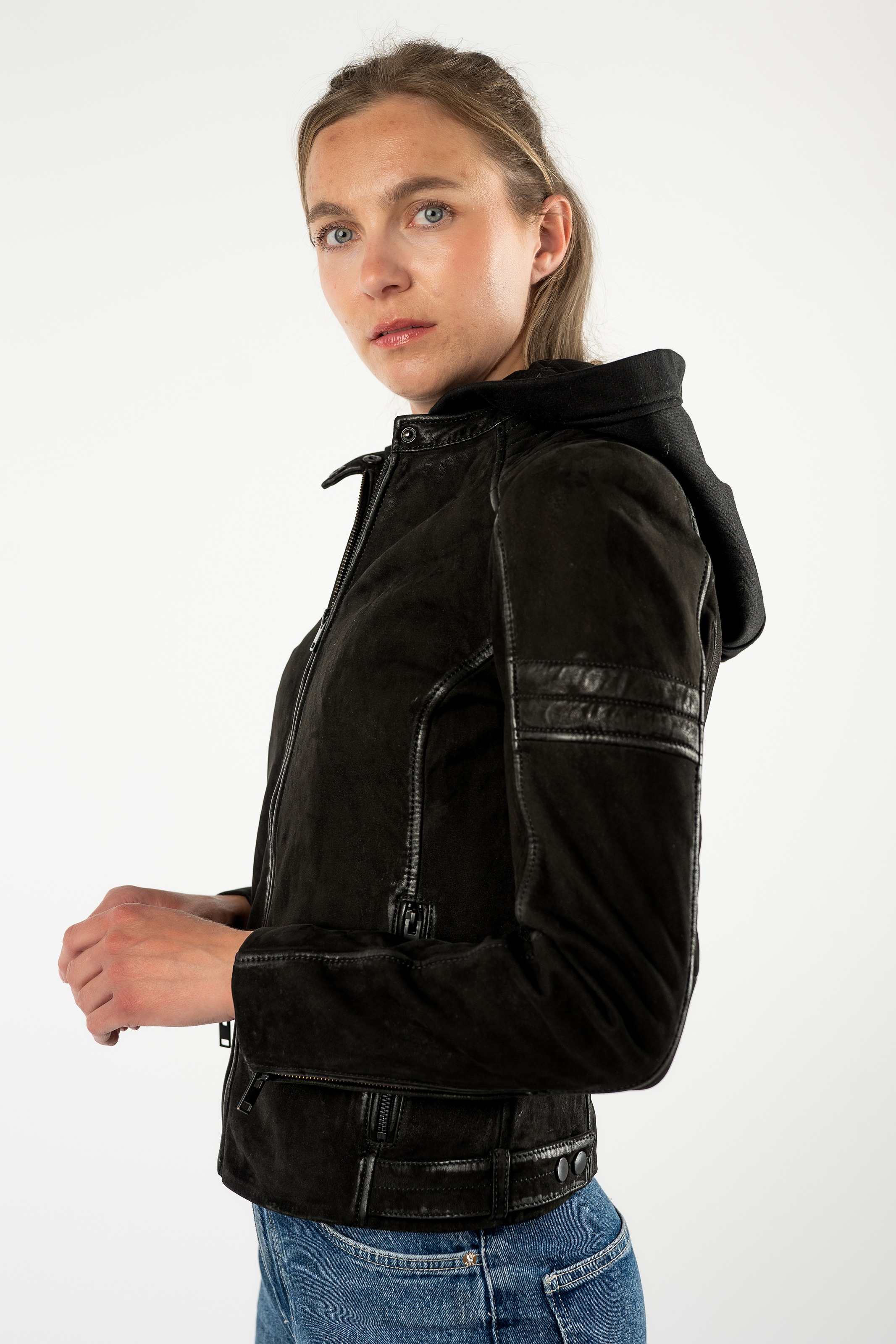 Mauritius Lederjacke »MWShary SF« mit Kapuze mit abnehmbarer Kapuze, Slim Fit