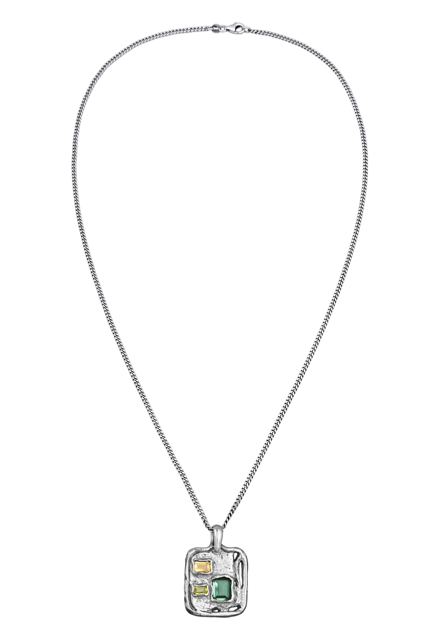 HAZE & GLORY Kette mit Anhänger »Halskette Quadrat Quarz 925 Sterling Silber«