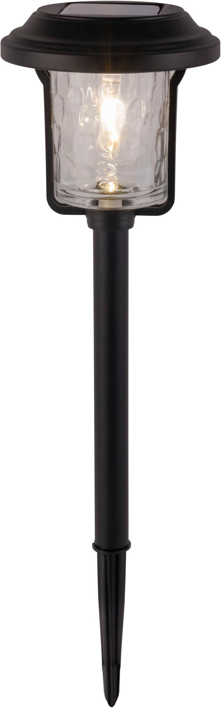 näve LED Solarleuchte »Simon« LED-Modul 1 Stk. Warmweiß Spieß schwarz, strukturierter Glasschirm , H: 54,7cm, Dämmerungssensor