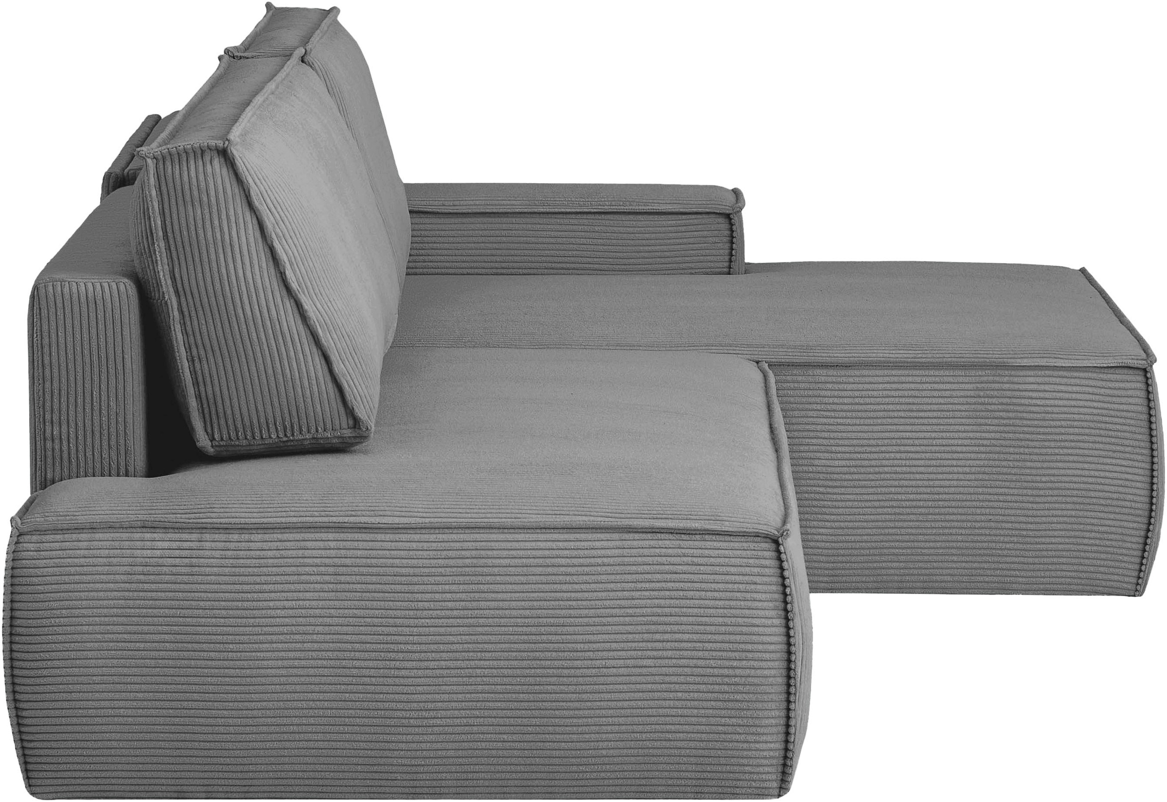 Home affaire Ecksofa »SHERWOOD,  Schlafsofa in L-Form offen (275cm), Cord, Leinenoptik« Schlaffunktion und Bettkasten, Kedernaht, hoher Sitz- & Liegekomfort,