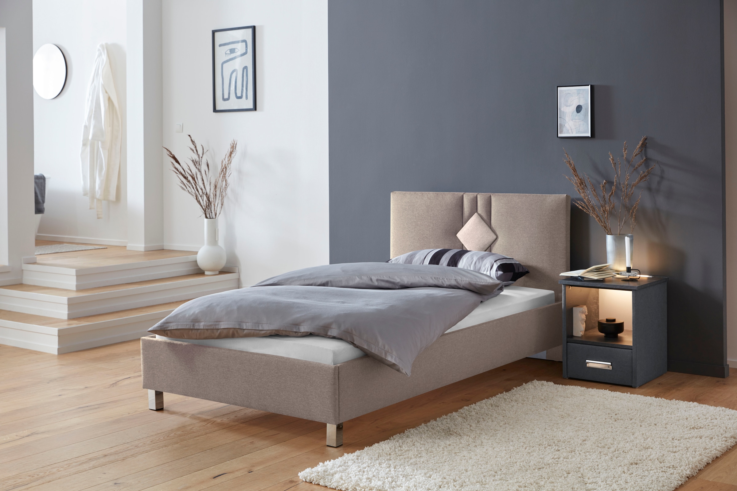 Westfalia Schlafkomfort Polsterbett in beige, Größe Liegefläche B/L: 120 cm x 200 cm