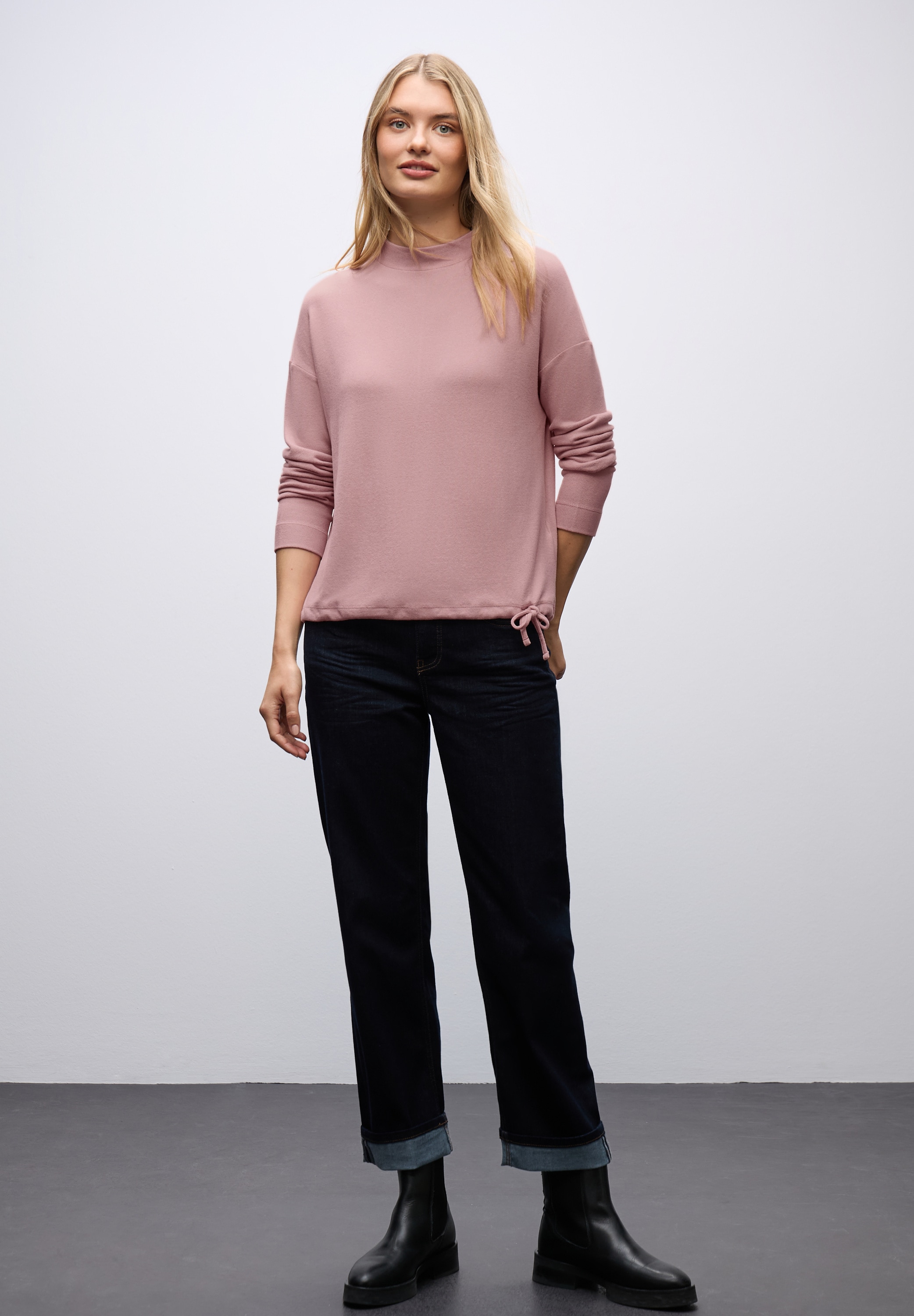 STREET ONE Langarmshirt mit Tunnelzug am Saum