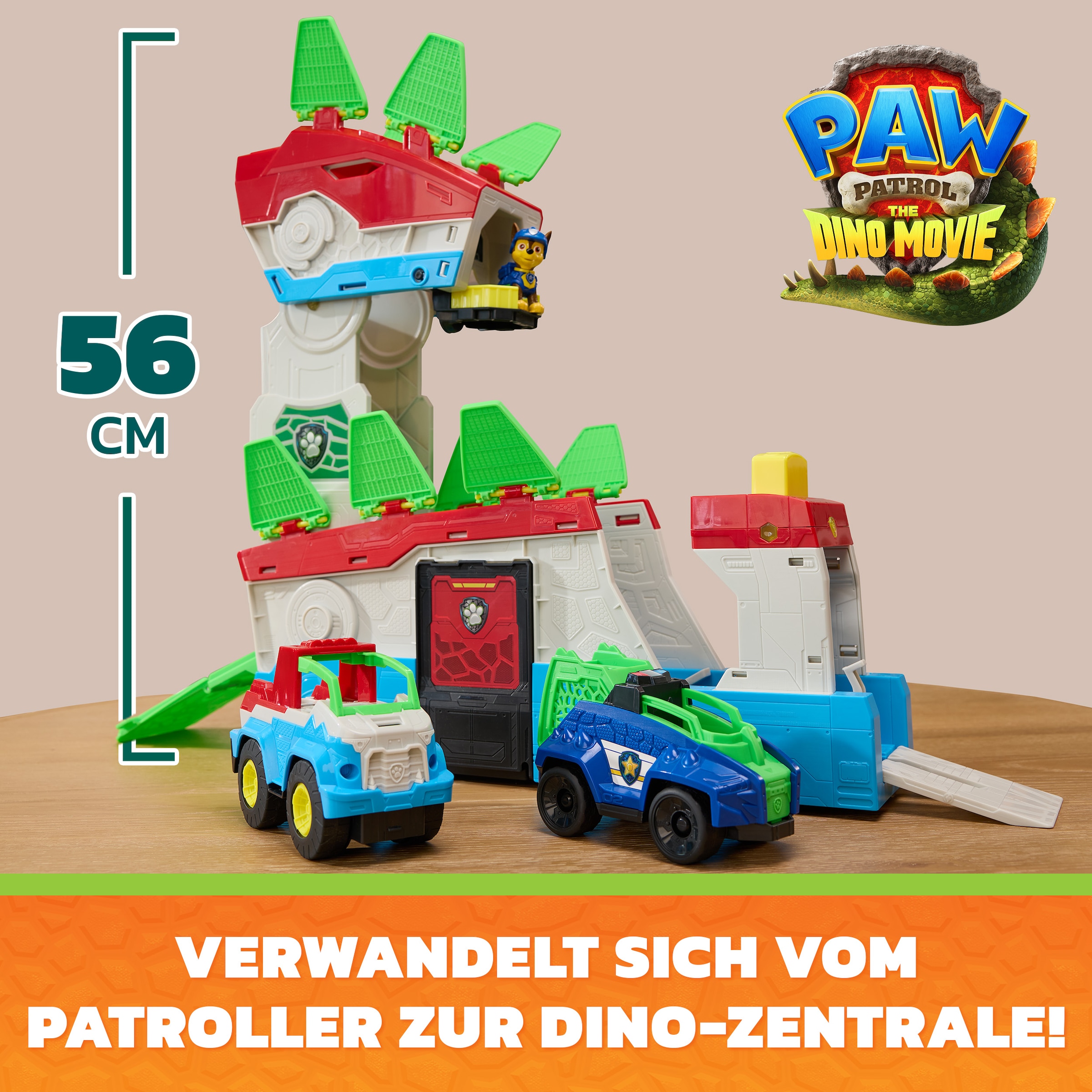 Spin Master Spielwelt »PAW Patrol: Der Dino Film, 2-in-1 Mobiles Dino-Hauptquartier« mit Licht- & Soundeffekten