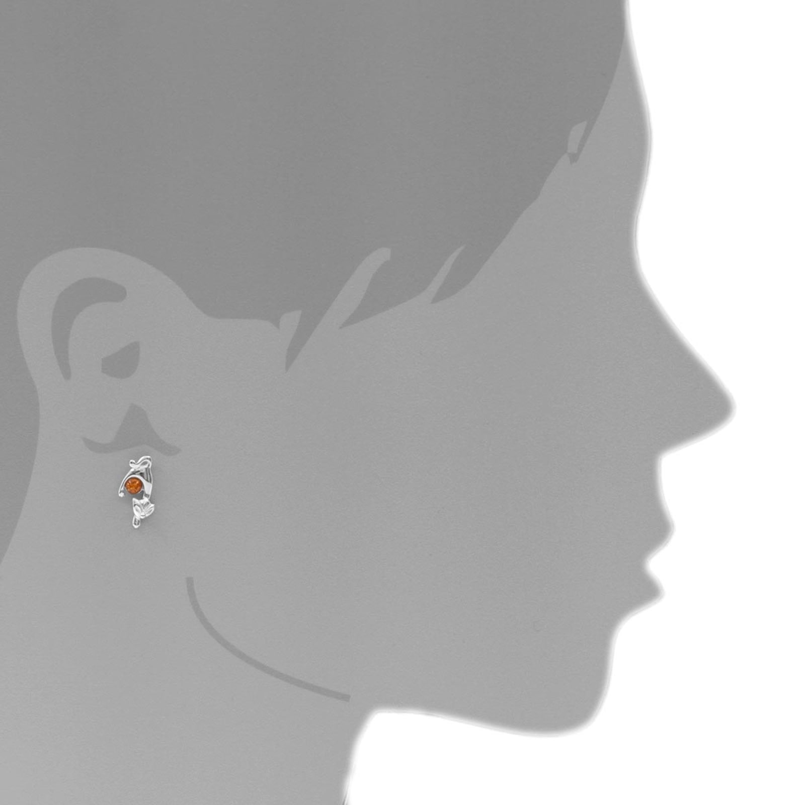 OSTSEE-SCHMUCK Paar Ohrstecker »- Katze - Silber 925/000 - Bernstein«