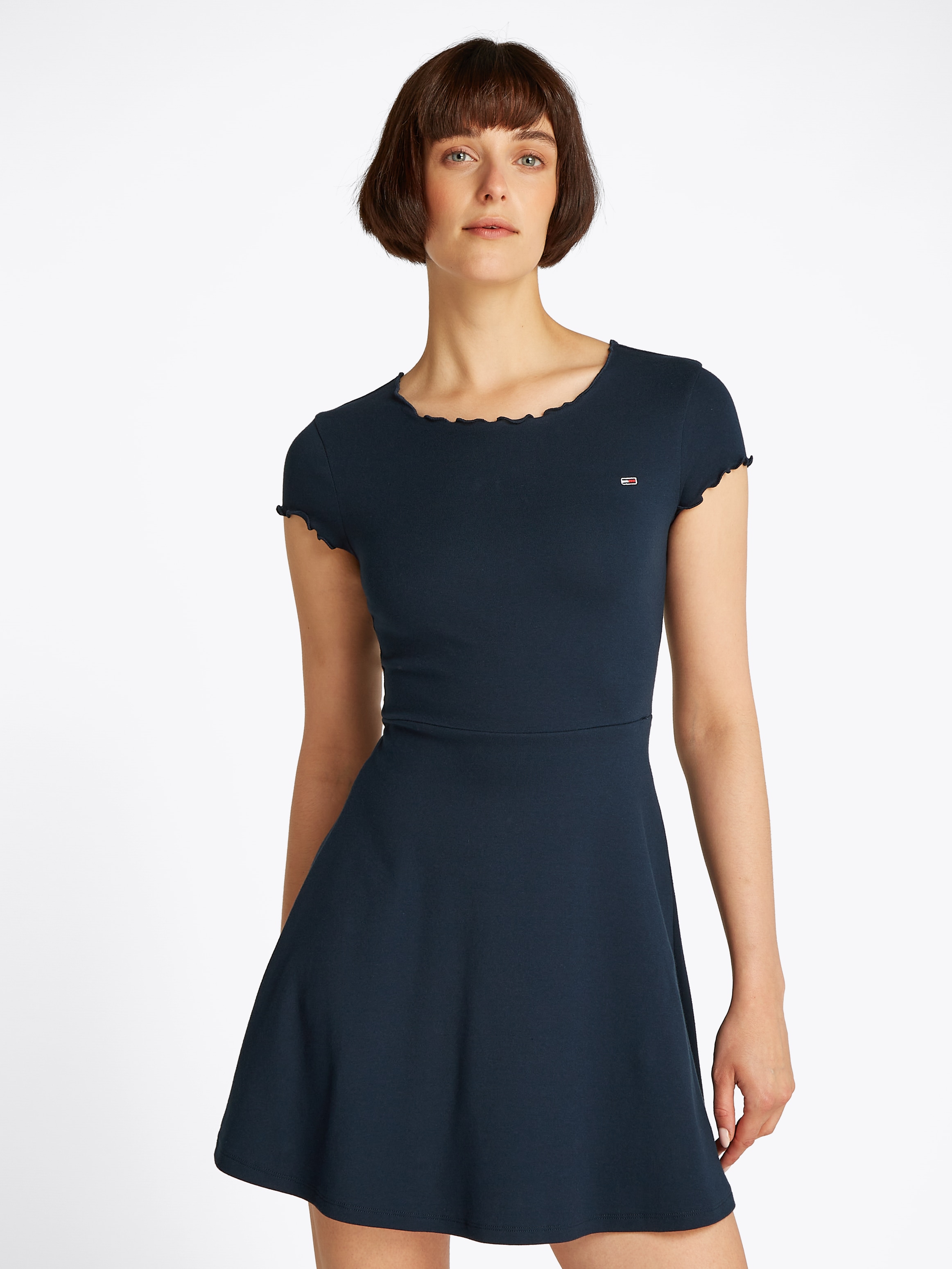 TOMMY JEANS Curve Skaterkleid »TJW BABYLOCK F&F DRESS EXT«, in Großen Größen, Fit & Flare Form