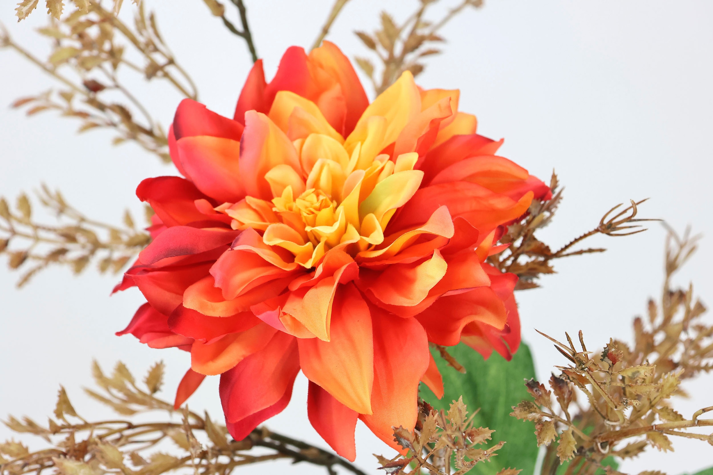 I.GE.A. Kunstblumenstrauß »Kunstblumen Set Dahlie«, Mit Dekozweig 62 cm hoch Blumen Arrangement Seidenblumen Einzelblumen