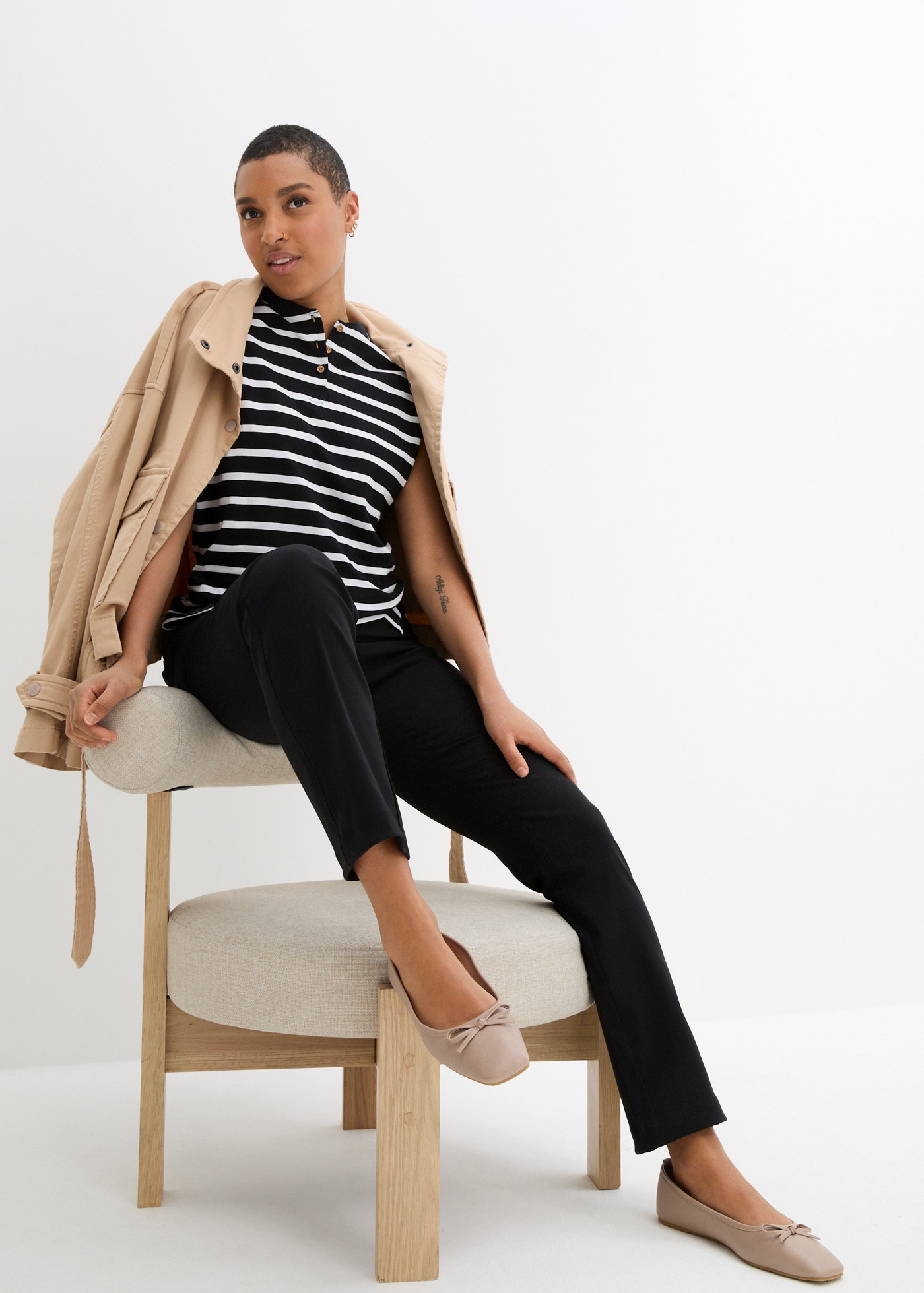 bonprix Stretch-Hose »Bengalin-Stretch-Hose mit Bequembund, Straight«  aus Polyester, Viskose und Elasthan, mit Bequembund, Regular Fit