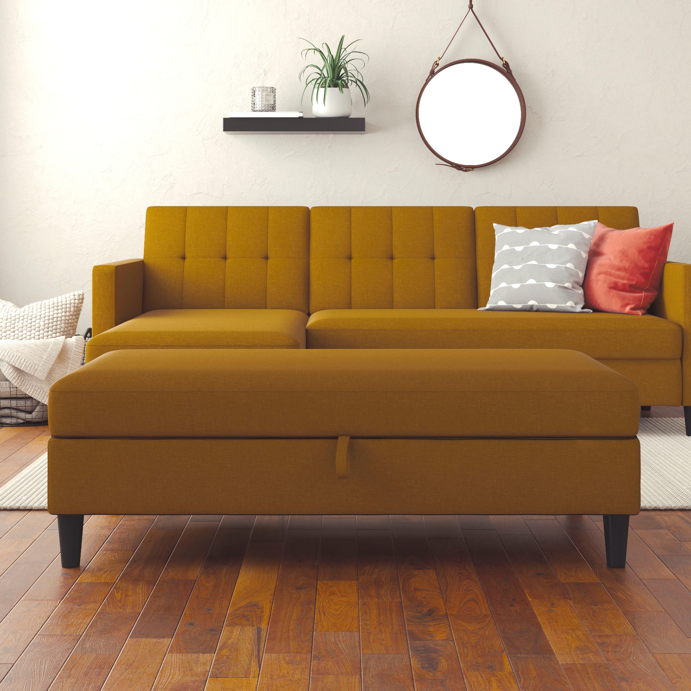 Dorel Home Stauraumhocker »Hartford« Polsterhocker mit Stauraum, frei im Raum stellbar, Sitzhöhe 43 cm