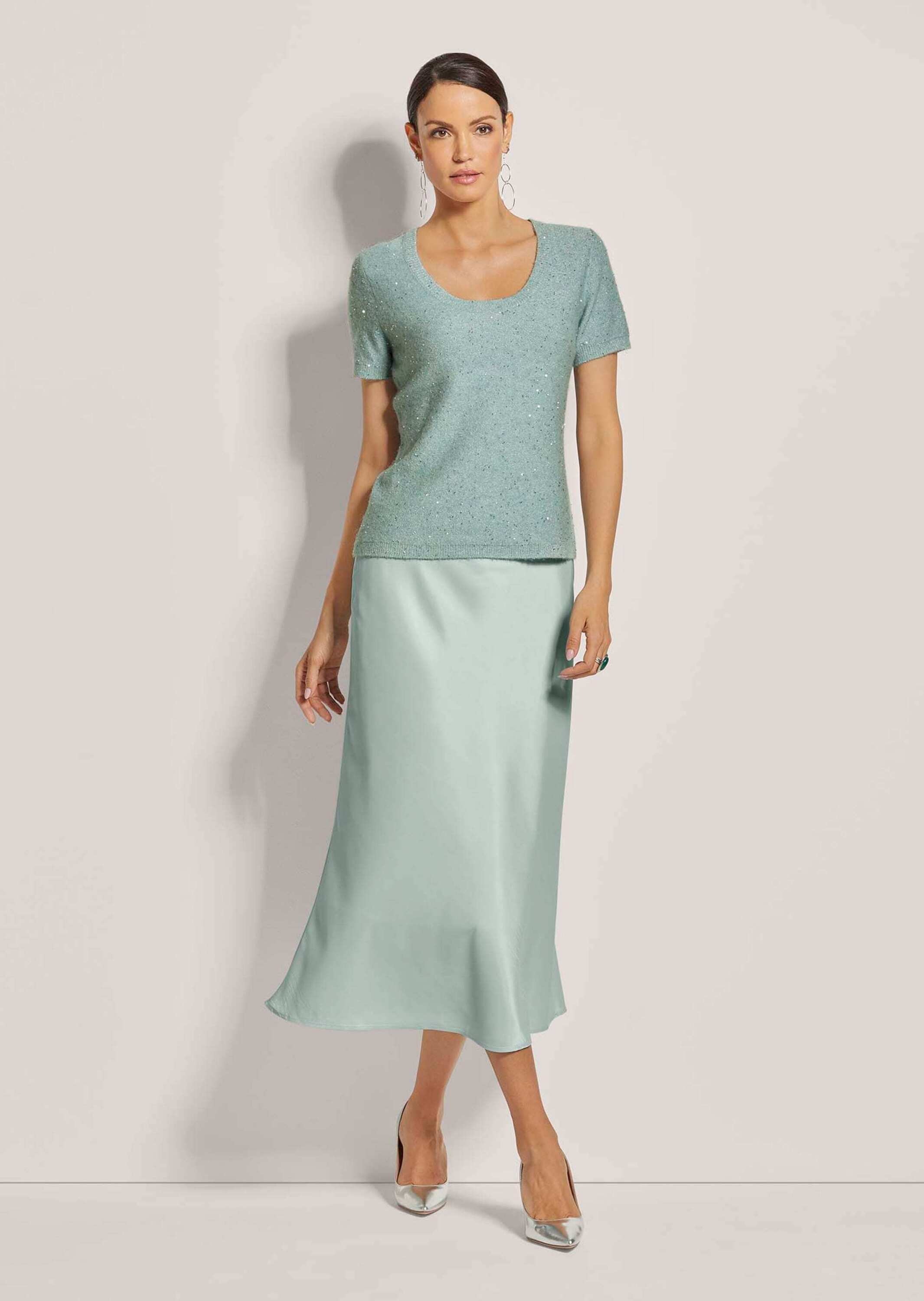 MADELEINE Longpullover »Pullover Kurzarm-Pullover mit Pailletten-Glanz«