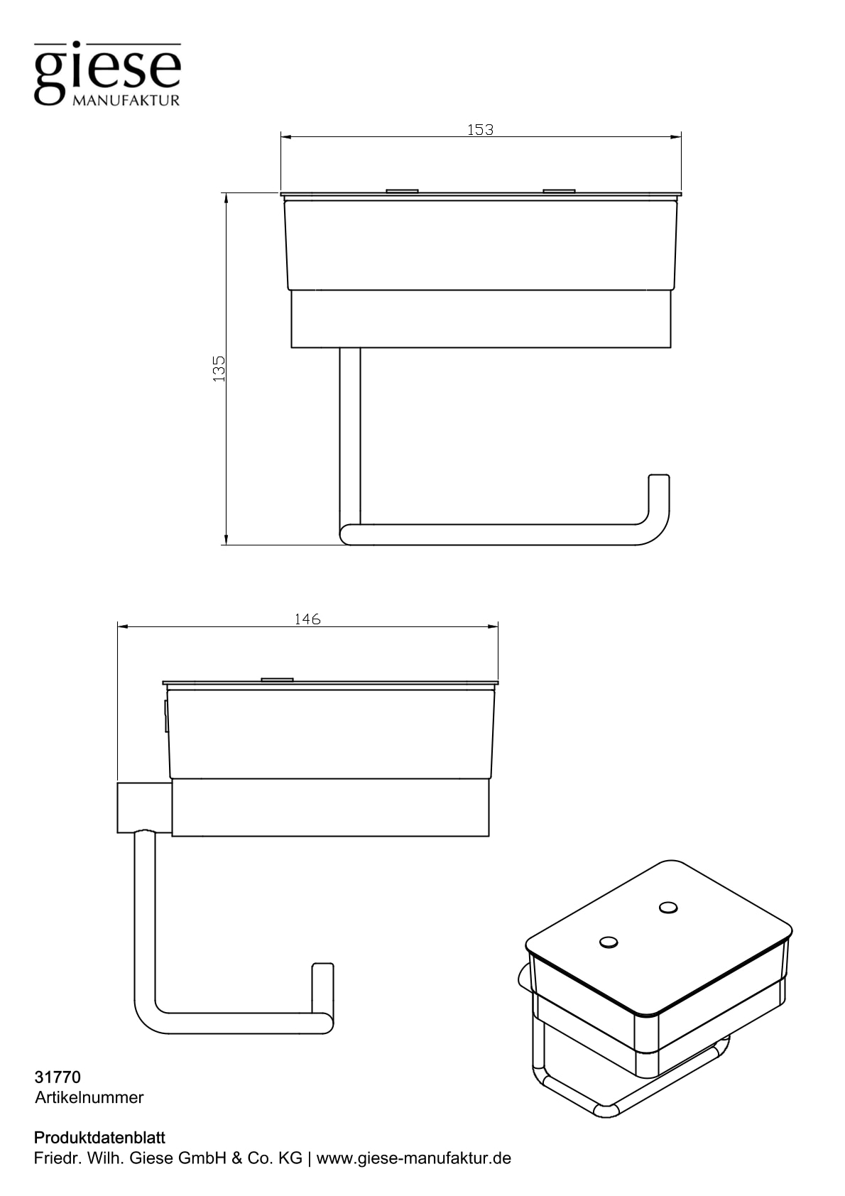 Giese Feuchttücherbox »WC-Duo«, mit WC-Rollen Halter