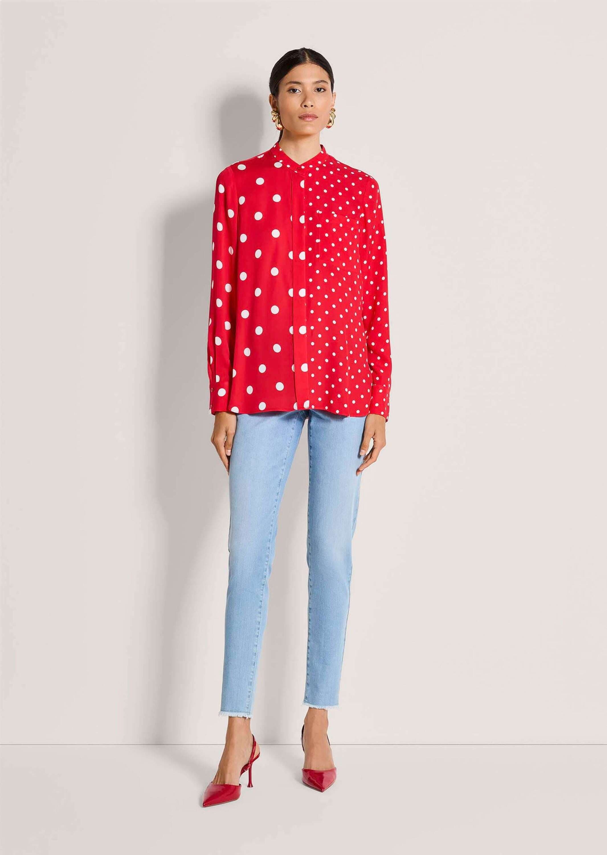 MADELEINE Langarmbluse »Hemdbluse Viskosebluse mit Pünktchen-Design« Kellerfalte