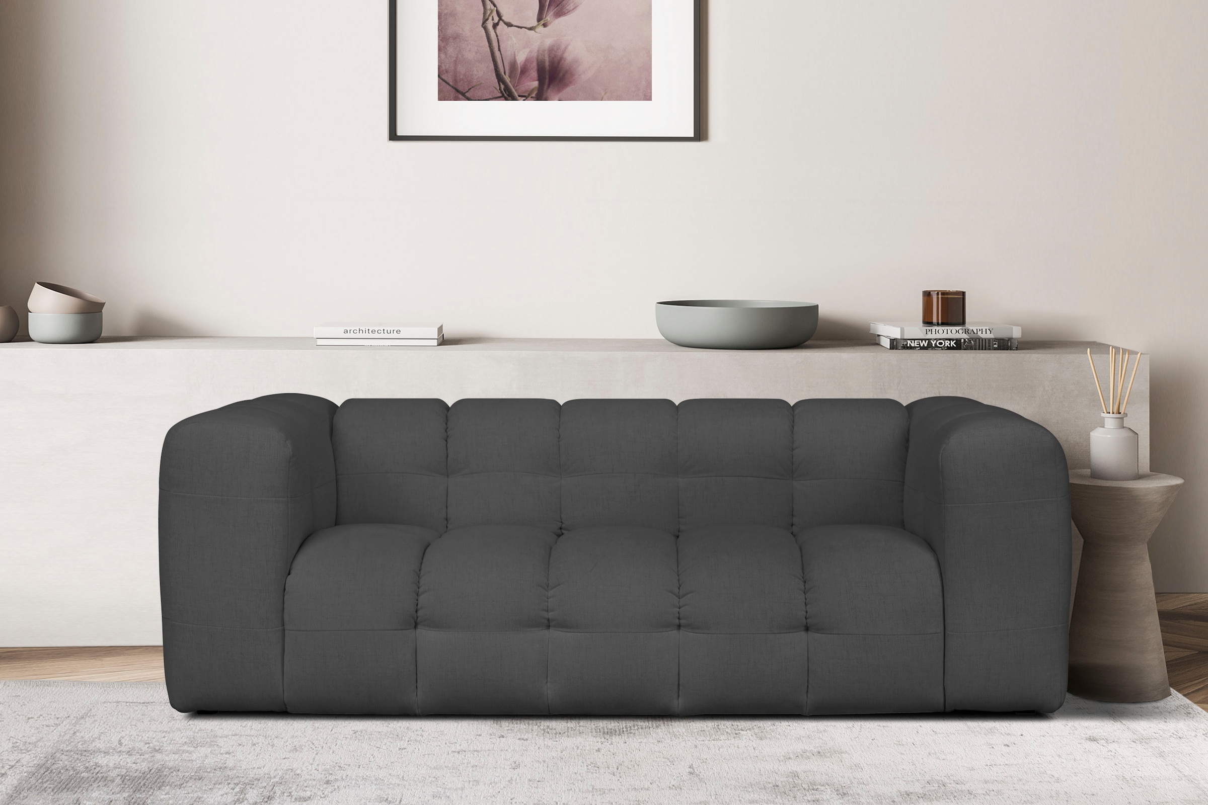 LeGer Home by Lena Gercke 3-Sitzer »TALISHA Designersofa, moderne Steppung, Maße B/T/H: 229/110/75 cm«, moderne Steppung, hoher Sitzkomfort