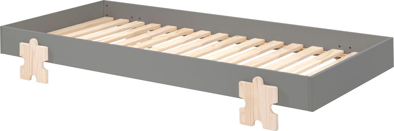 Vipack Kinderbett »Modulo, stapelbares Einzelbett, inkl. Rolllattenrost, 2 Farben« B/H/T ca. 203,6x93,8x48cm, Fuß Puzzle massiv, Bettseiten MDF lackiert,  Liegefläche 90/200 cm, einzeln oder als 2-er Set erhältlich