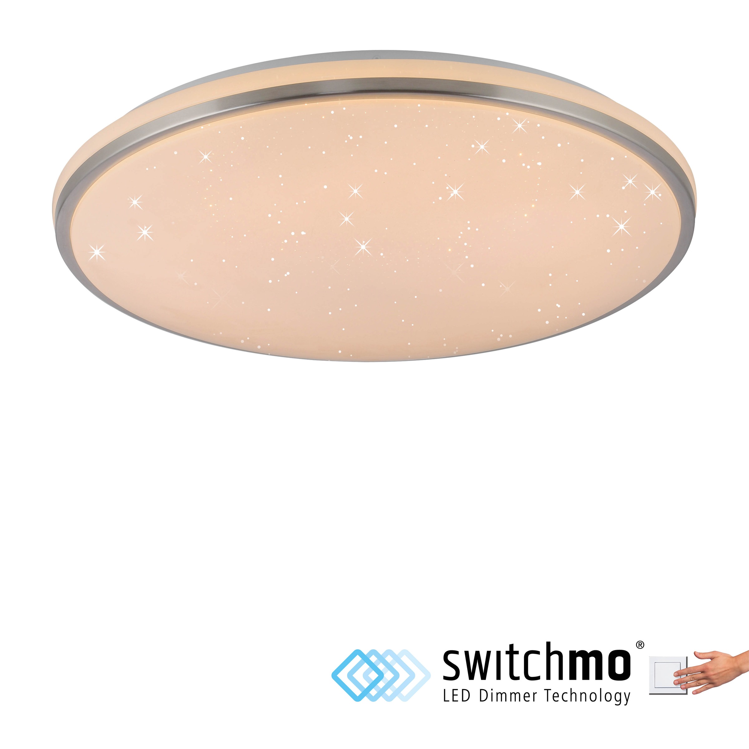 JUST LIGHT LED Deckenleuchte »KYLE« LED-Board 1 Stk. Warmweiß 3-Stufen Dimmer (100%-50%-10%) Starrysky, Memoryfunktion