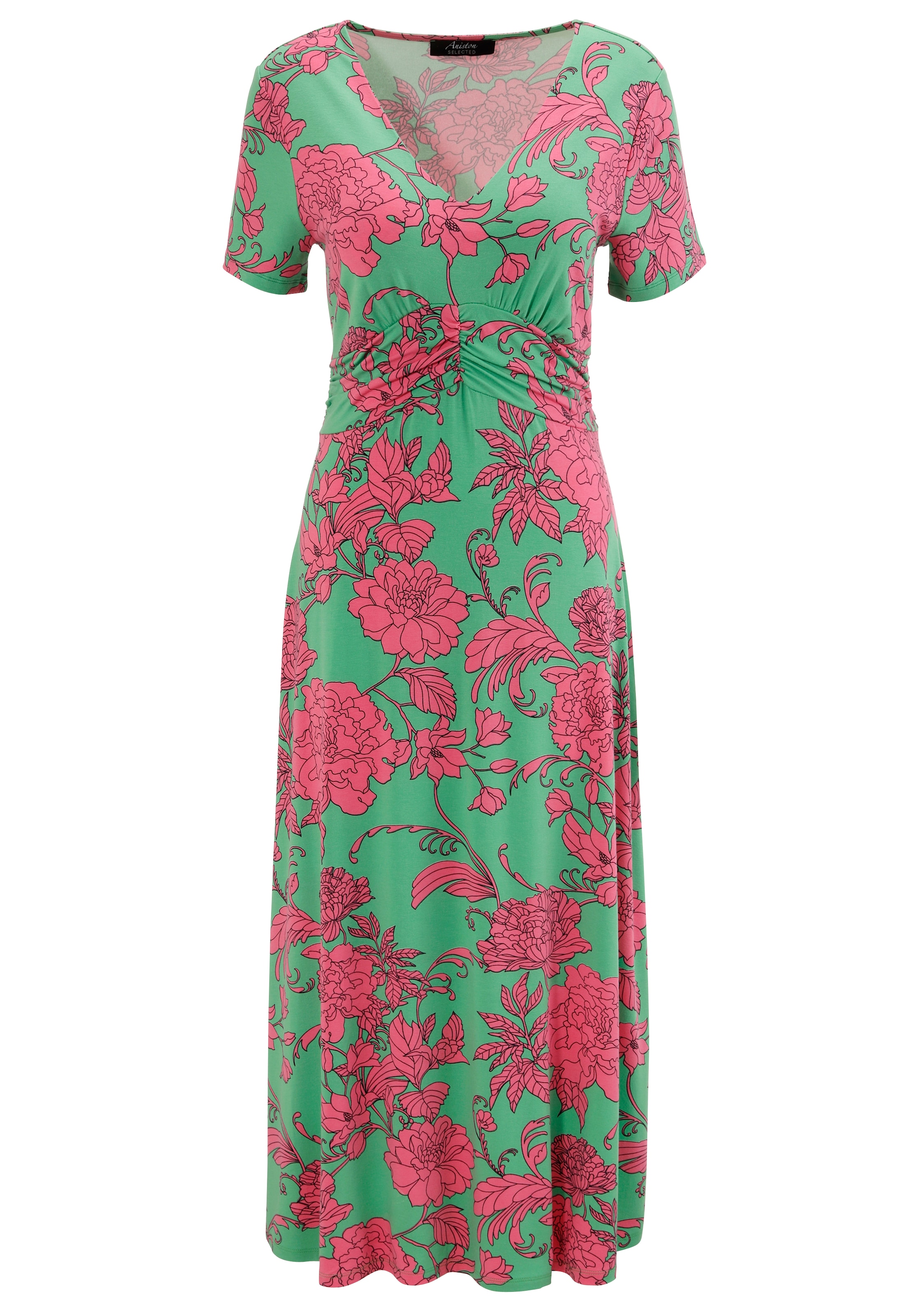 Aniston SELECTED Sommerkleid, mit abstrakten Blüten- und Blätterdruck