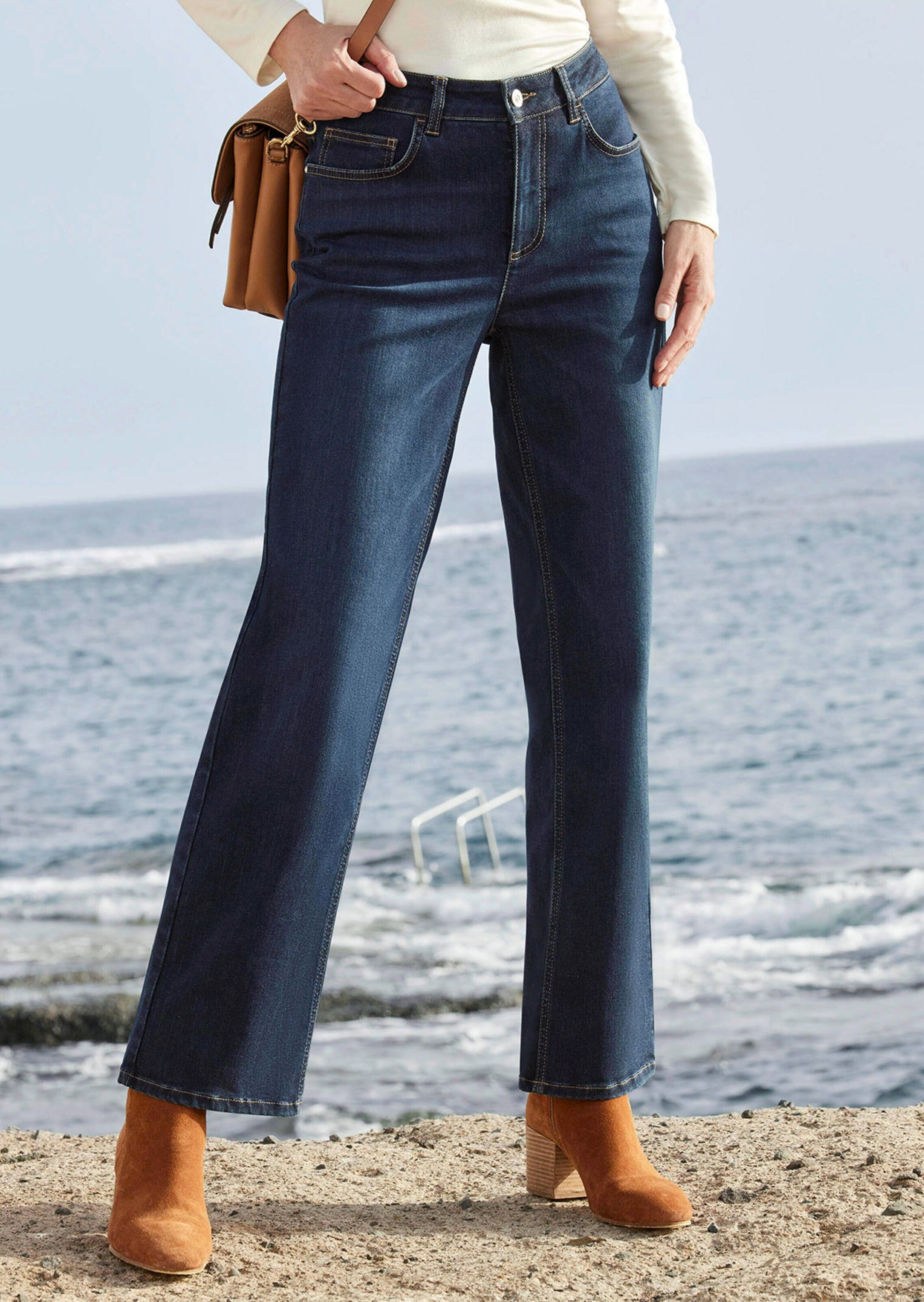 GOLDNER Stretch-Jeans »Kurzgröße Denim Jeans mit weitem Bein«