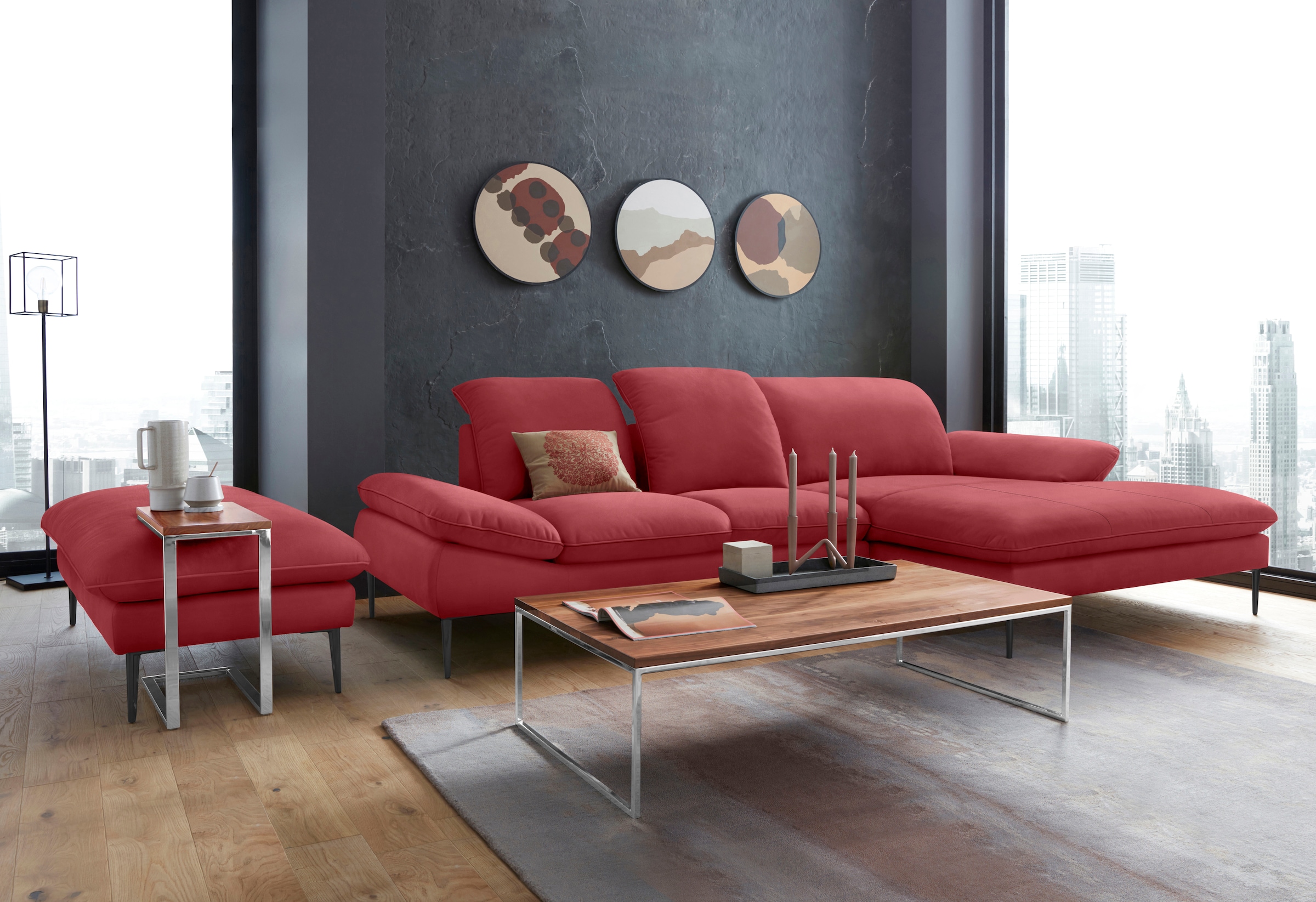 W.SCHILLIG Ecksofa »enjoy&MORE, Designsofa, elegant und bequem, L-Form«, Sitztiefenverstellung, Füße schwarz pulverbeschichtet, Breite 310 cm