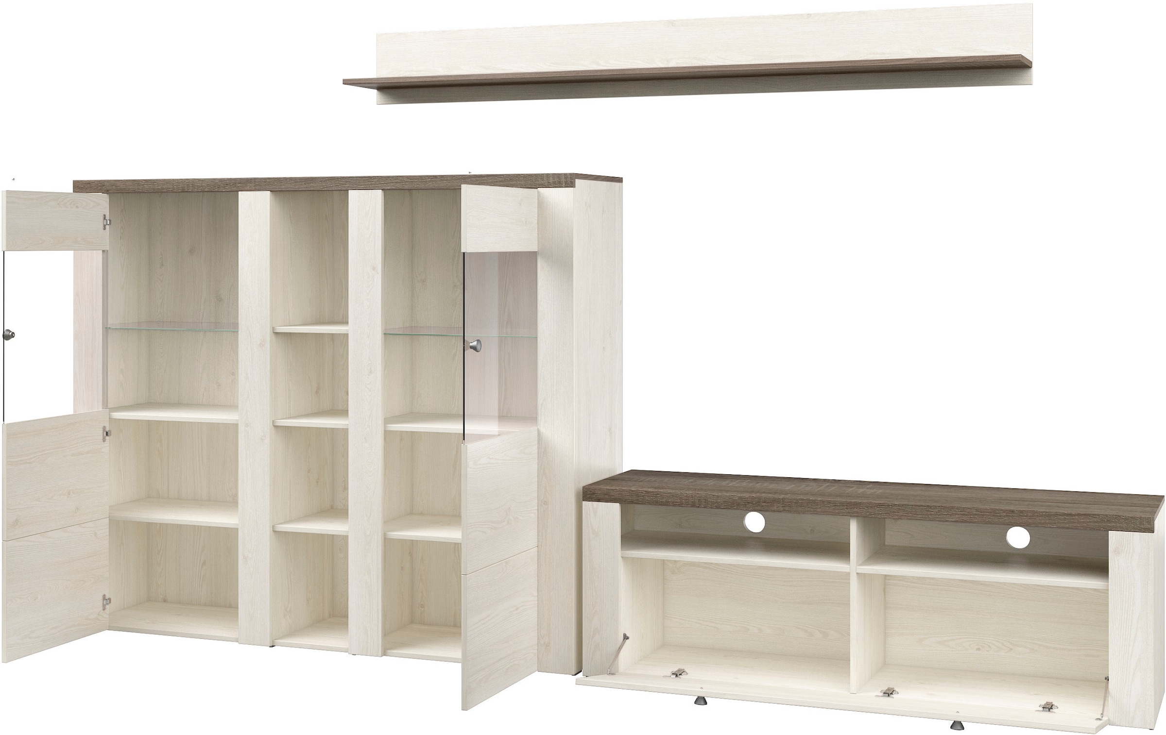 Home affaire Wohnwand »Larona, Wohnwand, Set 3 teilig,«, (3 St.), bestehend aus 1 TV-Board, 1 Highboard,1 Wandregal