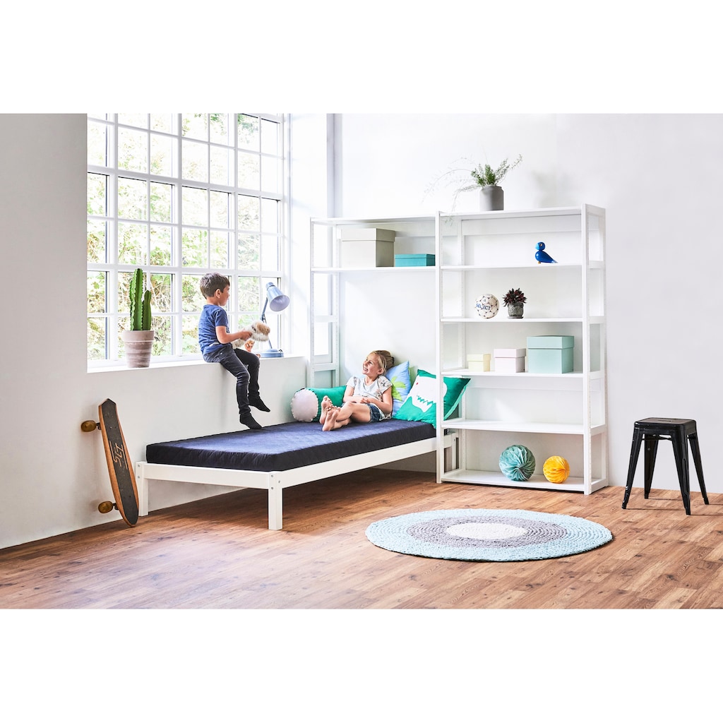 Hoppekids Jugendzimmer-Set »STOREY«, (Set, 16 St., Kinderbett, Rollrost, Schaummatratze, Regalsystem, 8 Einlegeböden)