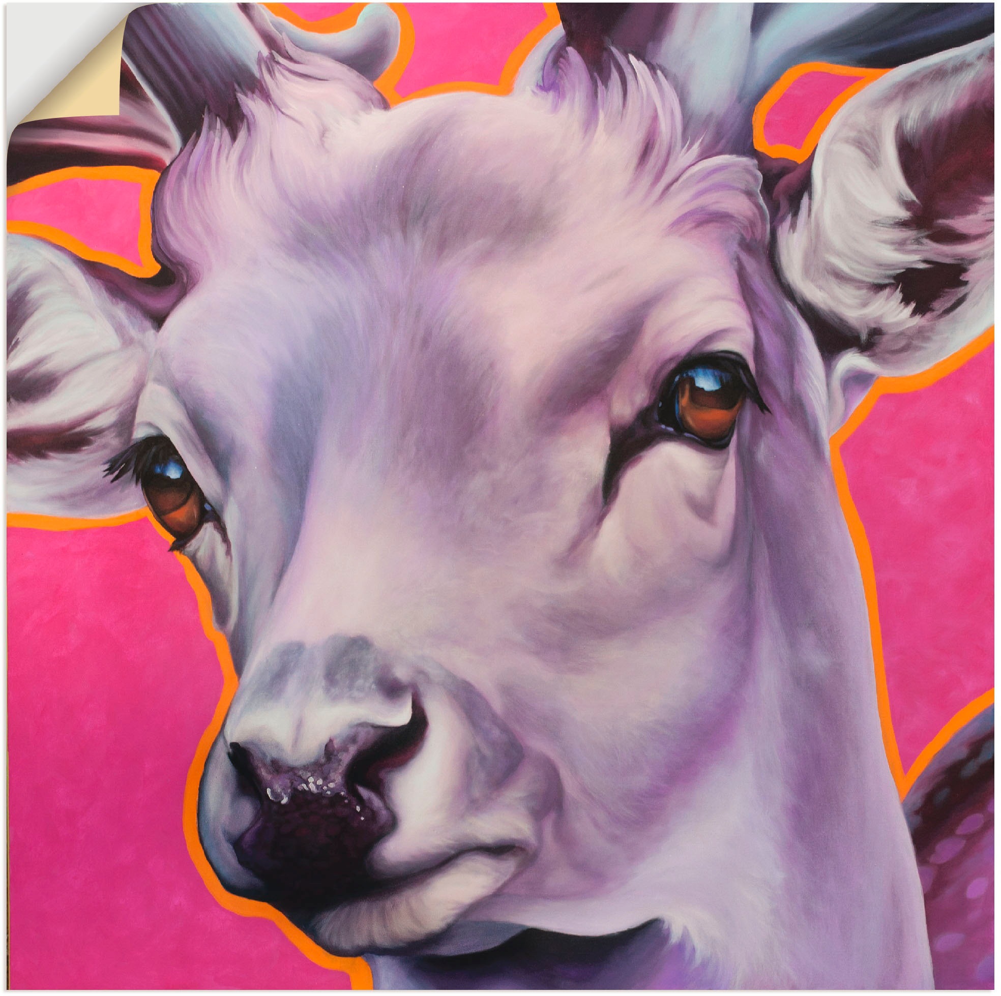 Artland Wandbild »Hirsch pink«, Wildtiere, (1 St.), in vielen Größen & Produktarten -Leinwandbild, Poster, Wandaufkleber / Wandtattoo auch für Badezimmer geeignet