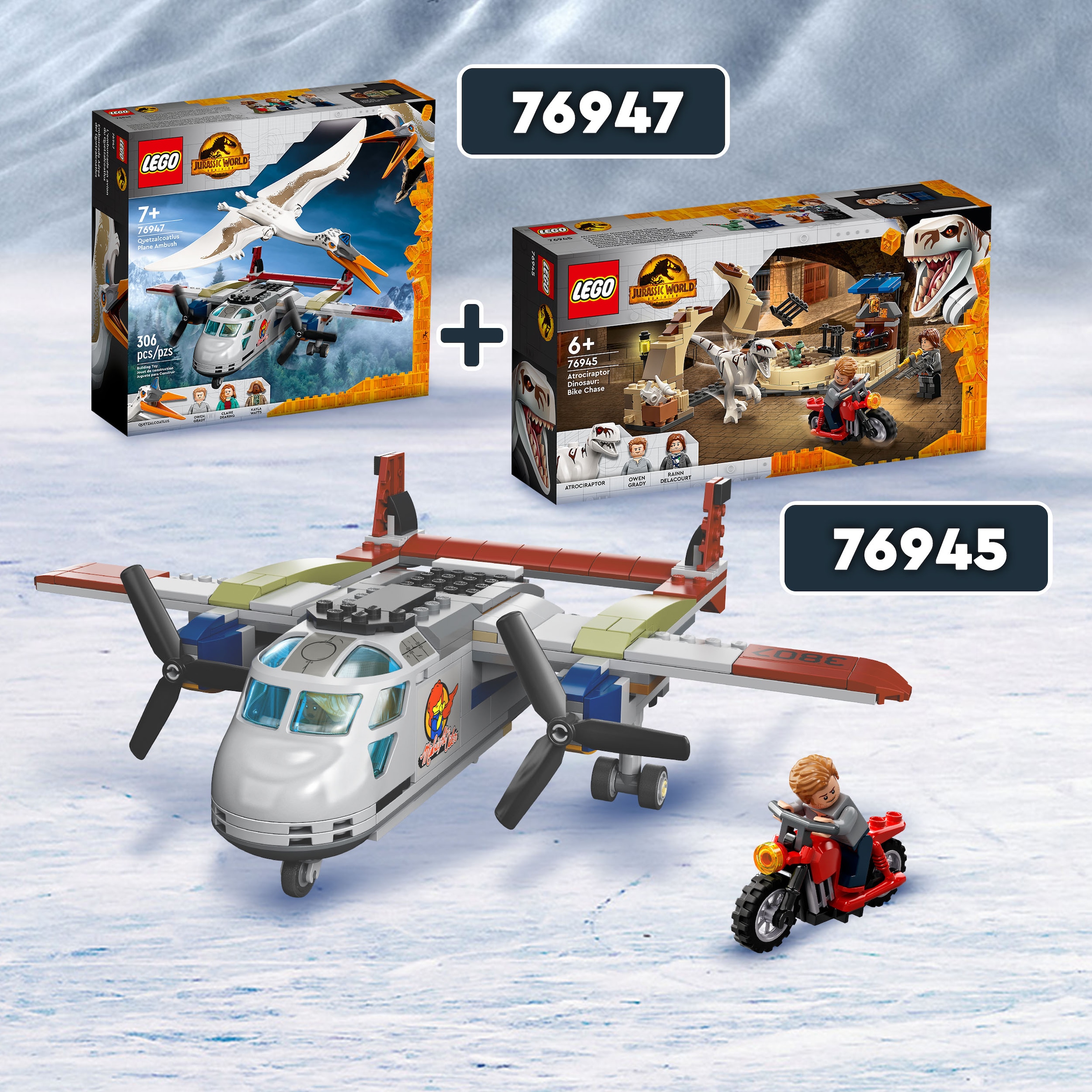 LEGO® Konstruktionsspielsteine »Quetzalcoatlus: Flugzeug-Überfall (76947), LEGO® Jurassic World«, (306 St.), Made in Europe