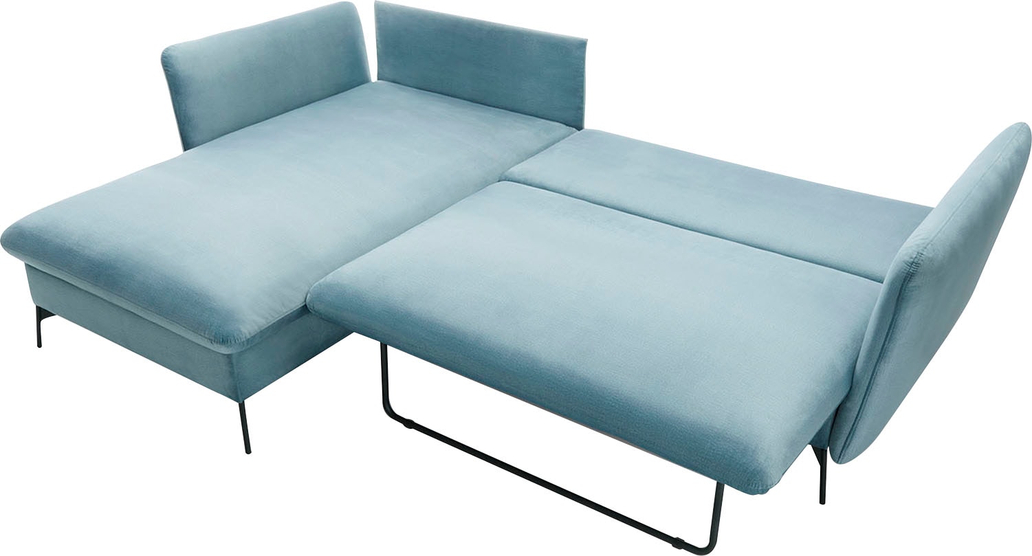 OTTO home Ecksofa »LIVORNO,258 cm, L-Form,« Schlaffunktion u. Bettkasten (139/224cm), Samt, Struktur, Webstoff