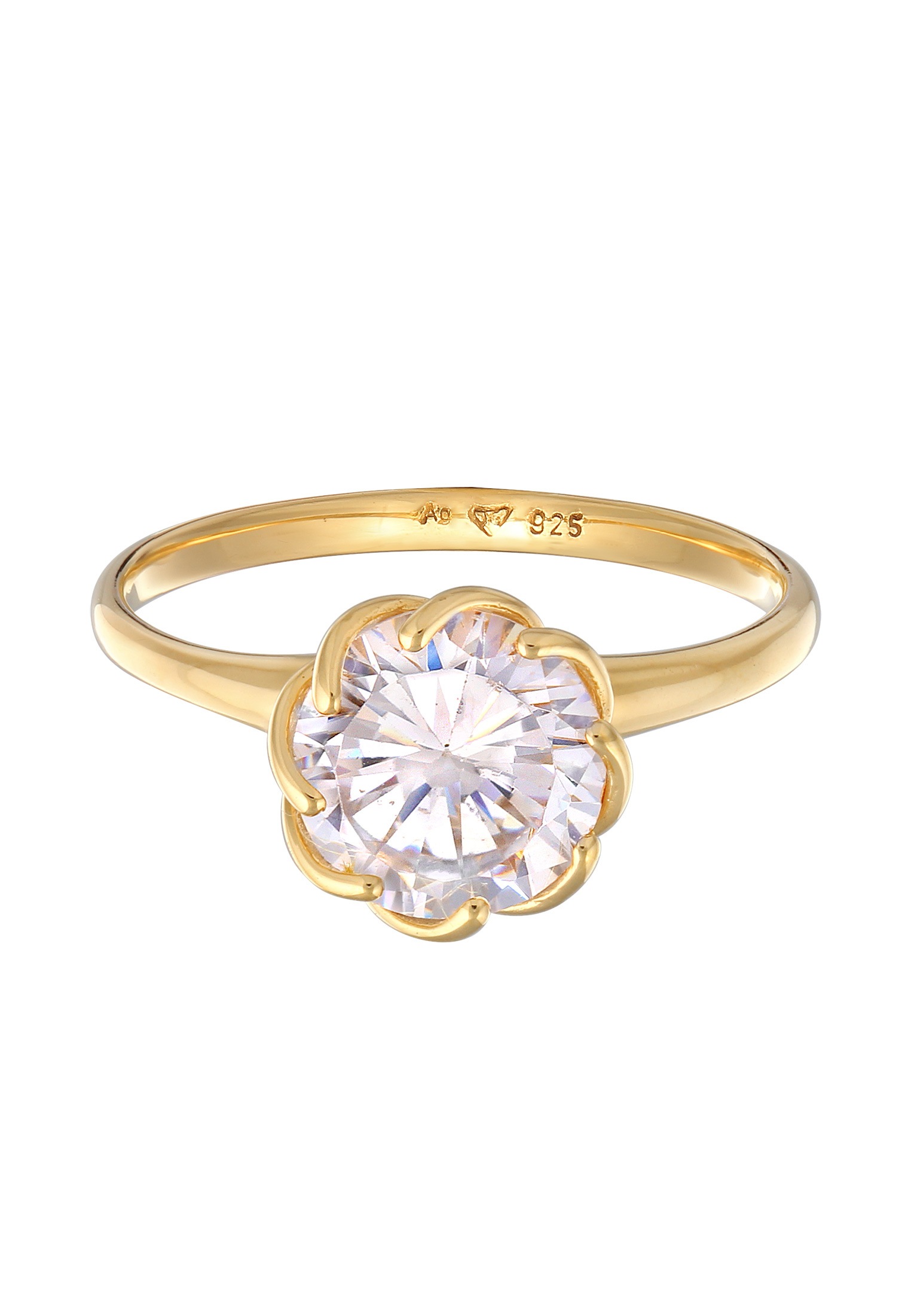 Elli Silberring »Ring Zirkonia Verlobung Solitär Blüte 925 Silber«