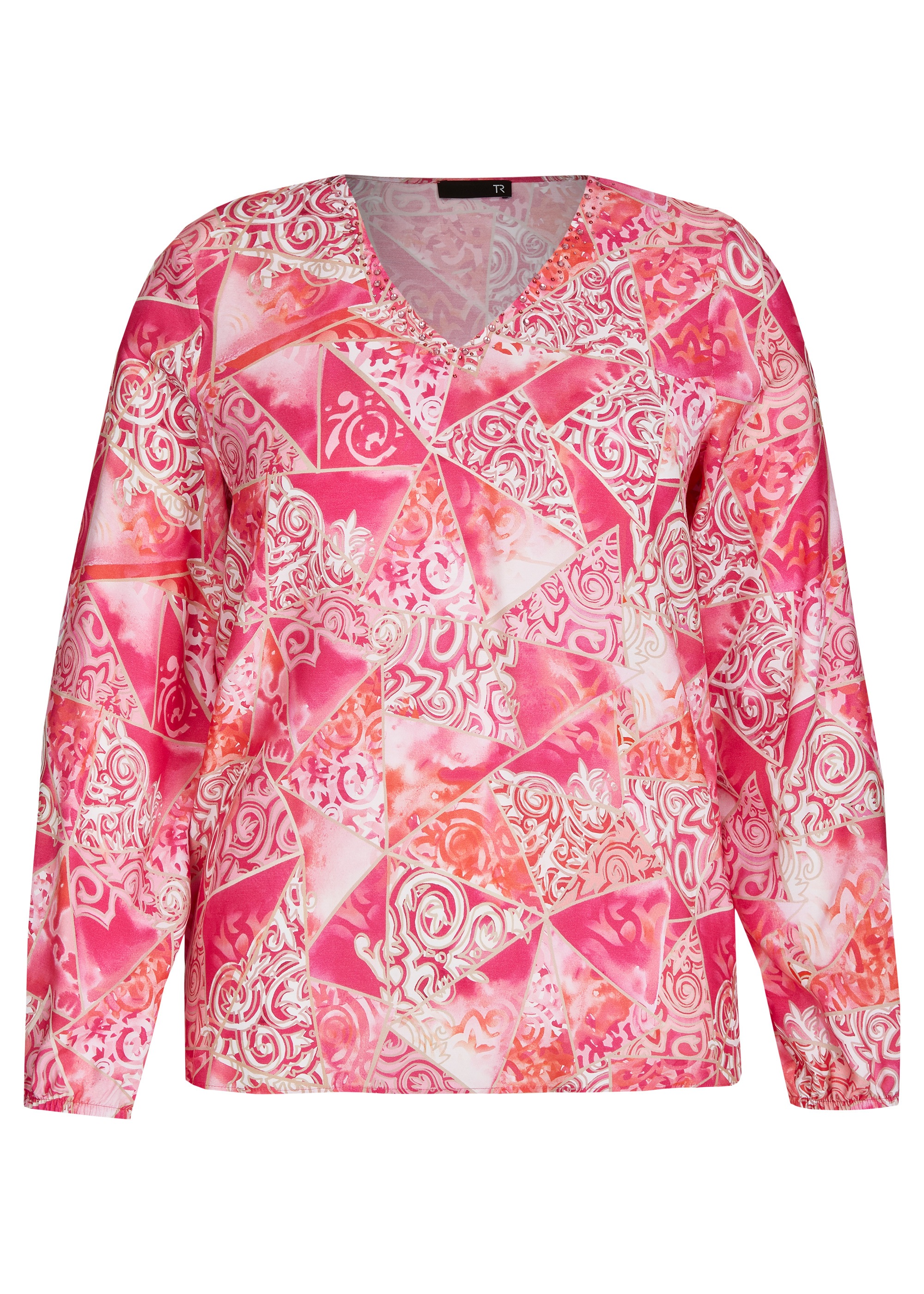 Thomas Rabe Bluse mit Allover-Print und V-Ausschnitt