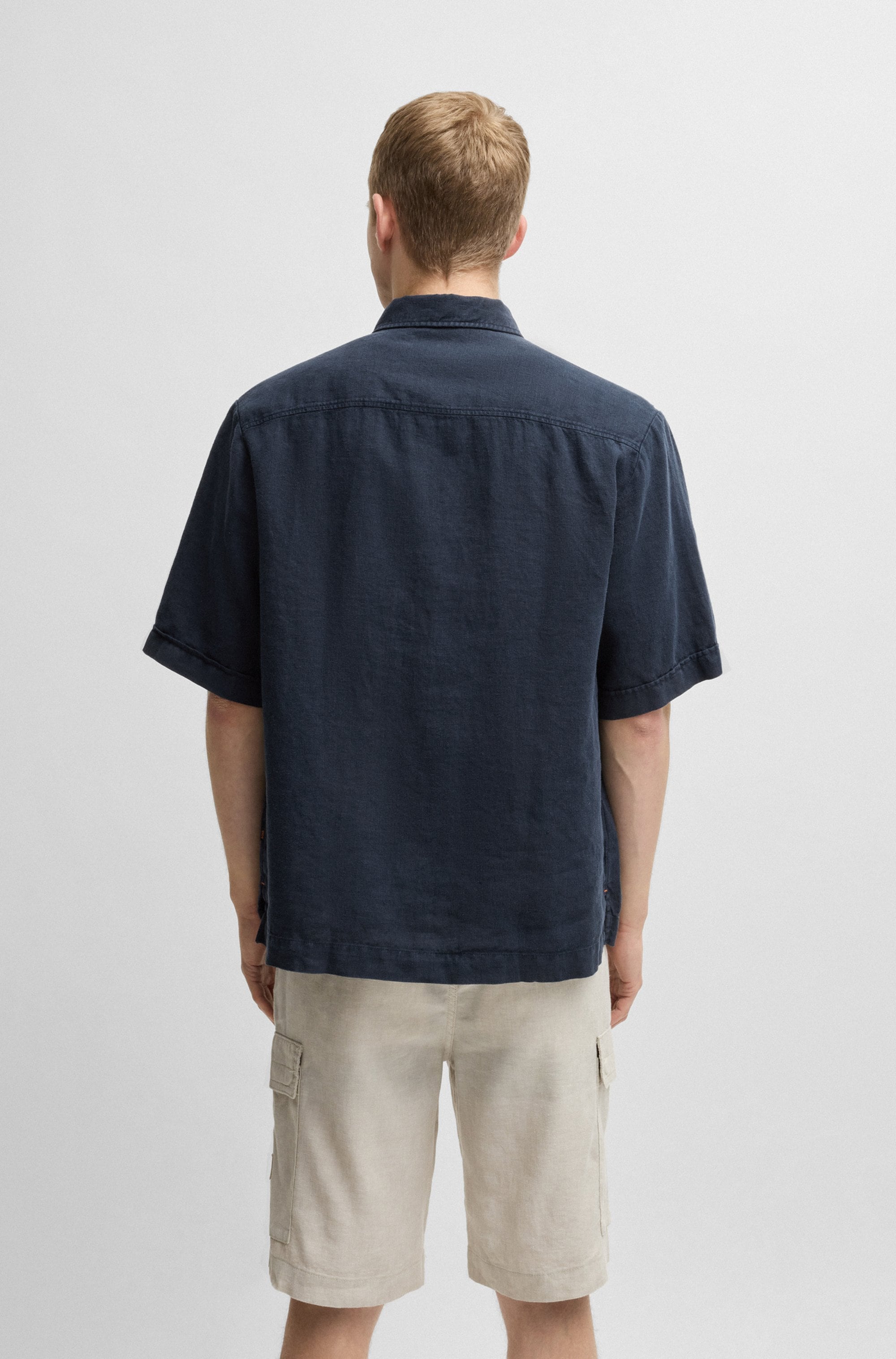BOSS ORANGE Leinenhemd »Lapoully_M«, mit Kontrastdetails innen