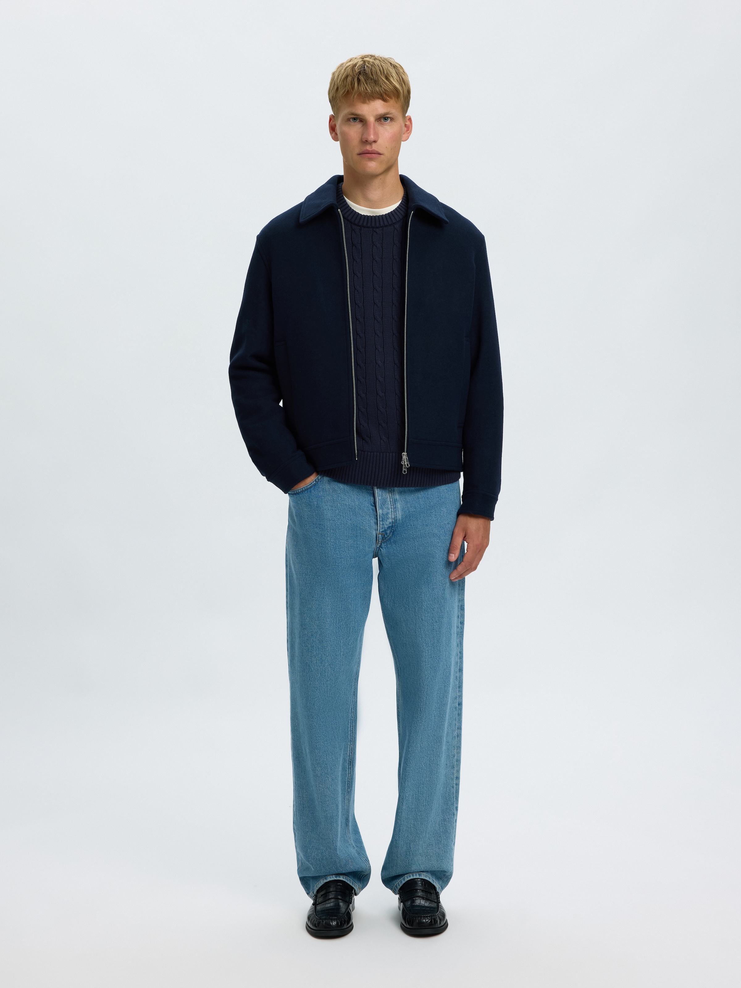 SELECTED Rundhalspullover »SLMBRAUN KNIT CABLE CREW NOOS« Baumwolle, relaxed fit