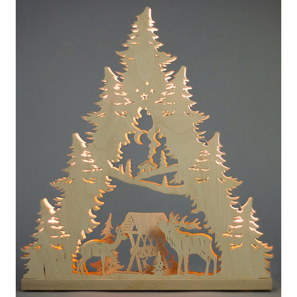 Weigla Lichterbogen »Hirschfamilie, Weihnachtsdeko«, 7-flammig, Pyramidenform