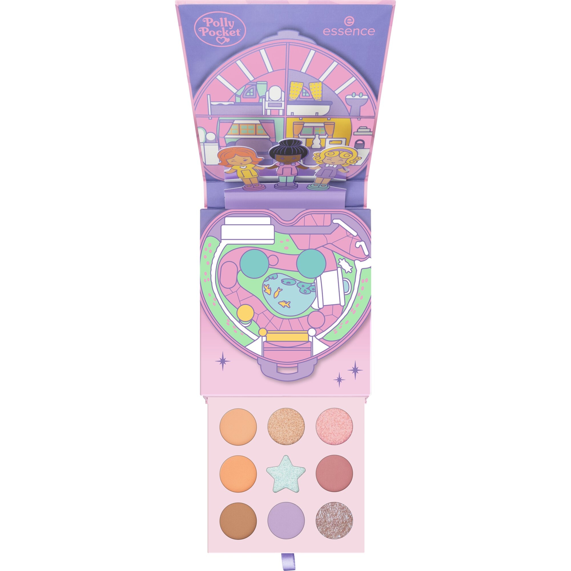 Essence Lidschatten-Palette »Polly Pocket eyeshadow palette«, (Set, 3 tlg.), hochpigmentierte Farben, Perfekt für Pastell- und Farbakzente