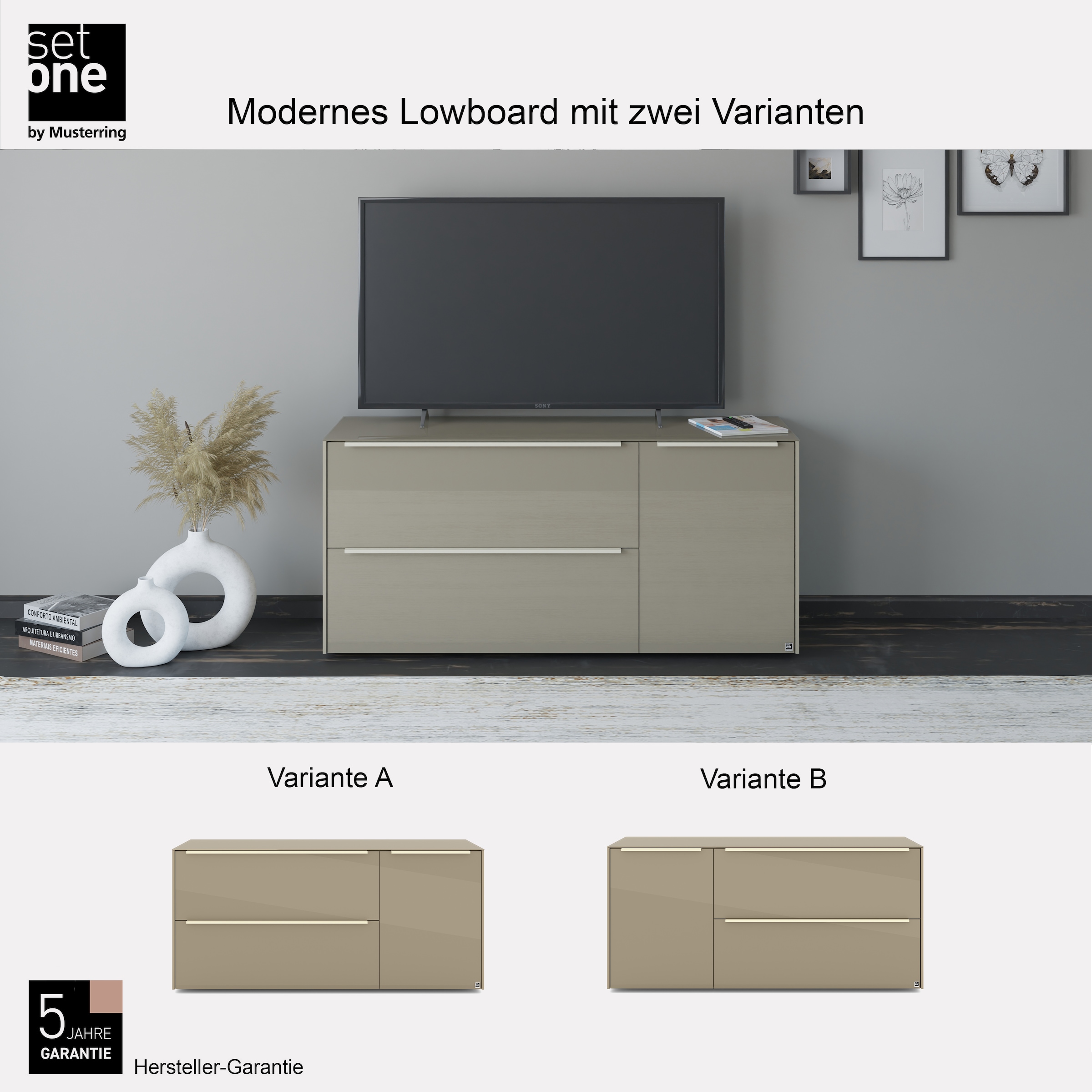set one by Musterring Lowboard »reno-Dielen« 1 Stk. tlg. Mit Gleitern und in verschiedenen Farben erhältlich