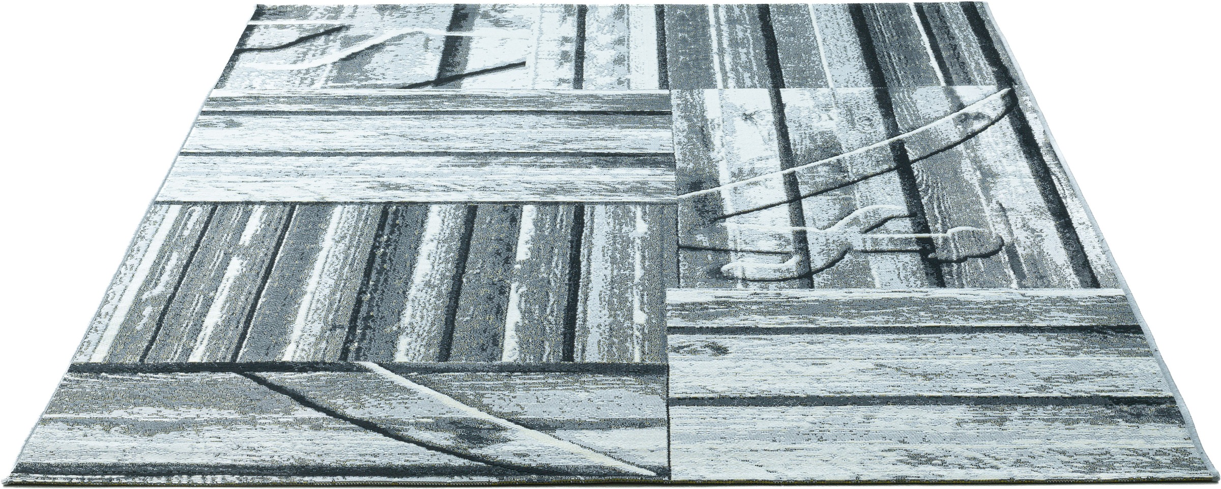 Sansibar Teppich »Rantum Beach SA-023« rechteckig 5 mm Höhe Flachgewebe, modernes Design, Motiv Holzdielen, In- & Outdoor geeignet