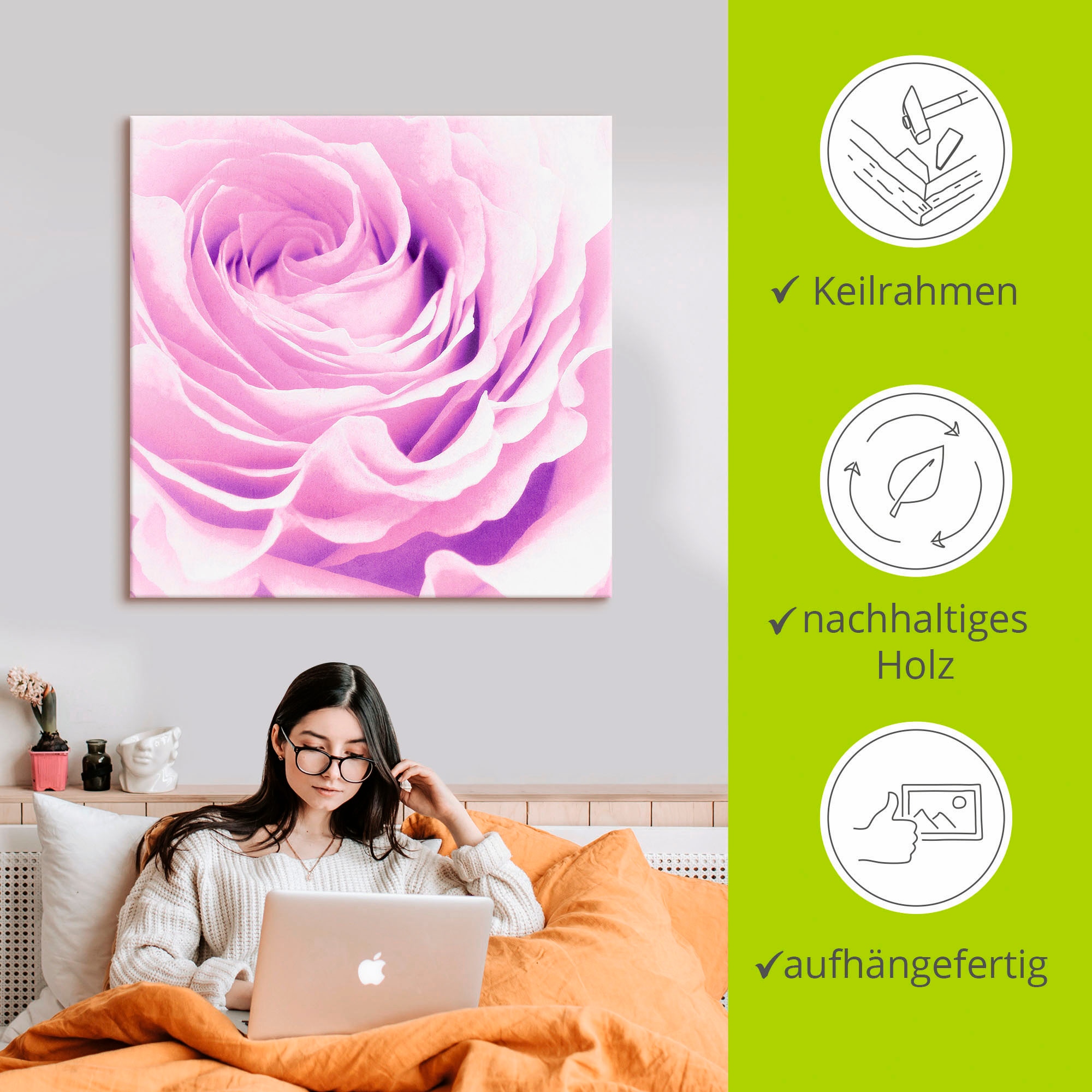 Artland Wandbild »Pastell Rose«, Blumen, (1 St.), als Leinwandbild, Poster, Wandaufkleber in verschied. Größen