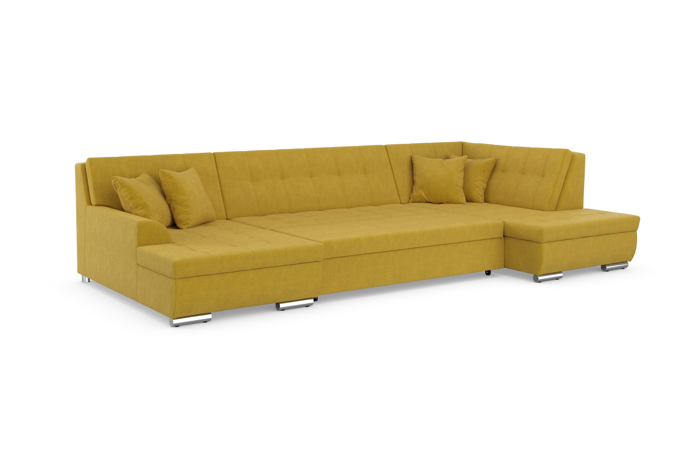 DOMO collection Wohnlandschaft »Treviso incl. Zierkissen, moderne Steppung, XXL: B/T/H: 364/201/83 cm«, wahlweise mit Bettfunktion, in vielen Bezugsarten auch in Cord U-Form