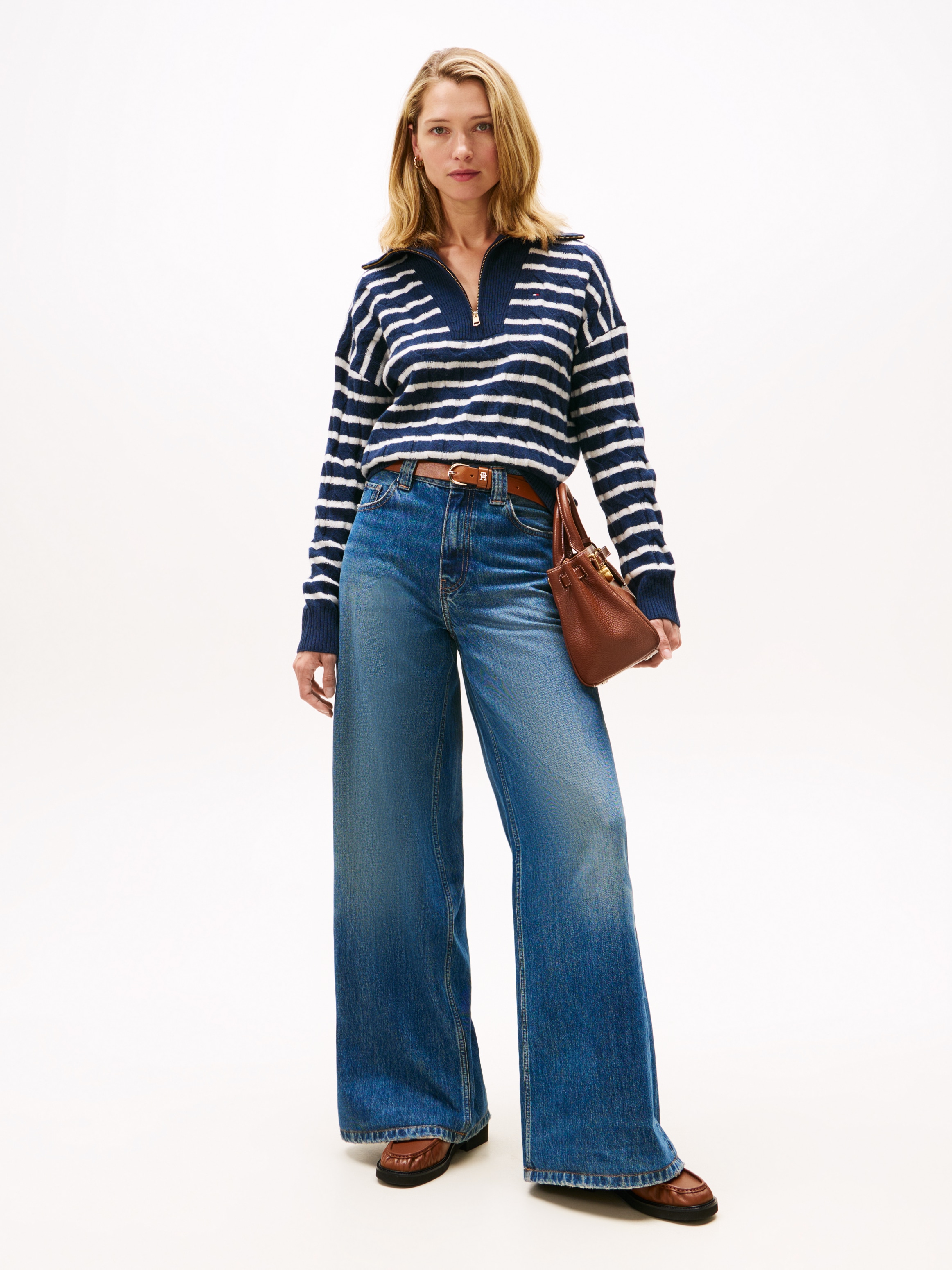 Tommy Hilfiger Troyer »SOFT WOOL CABLE 1/2 ZIP LS SWT« mit Zopfmuster, aus reiner Wolle