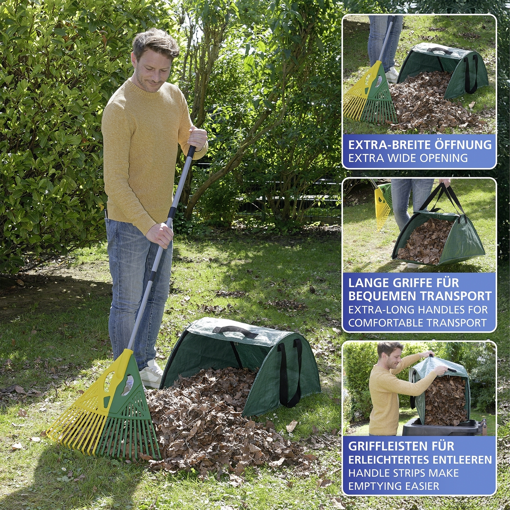 Maximex Laubsammler »XL« Gartenzubehör zum Aufsammeln von Gartenabfall, integrierte Kehrkante