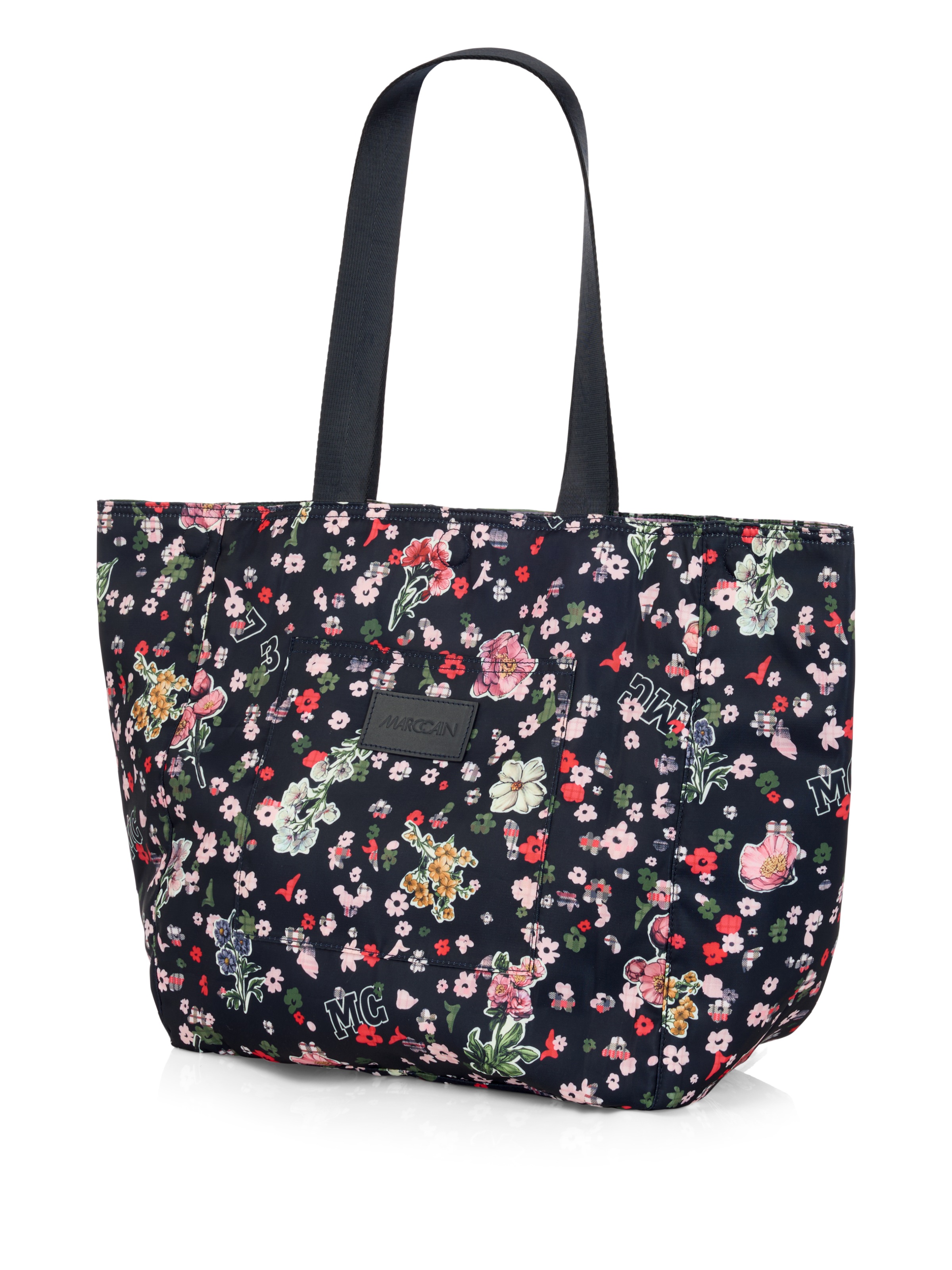 Marc Cain Shopper Damen Handtasche, Schultertasche mit hübschem Blumenmuster