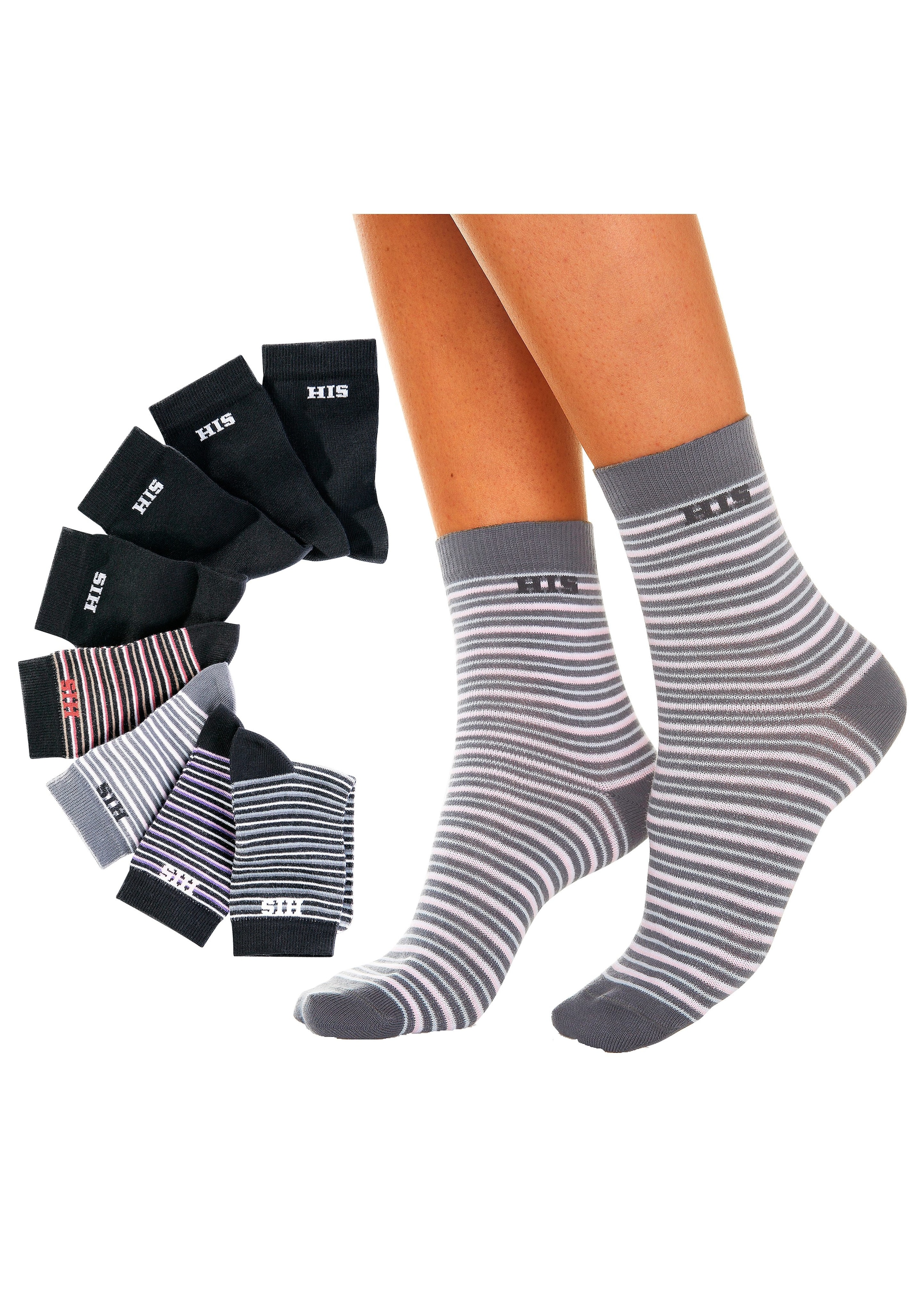 H.I.S Socken, (8 Paar), online shoppen bei unifarben geringelt und OTTO